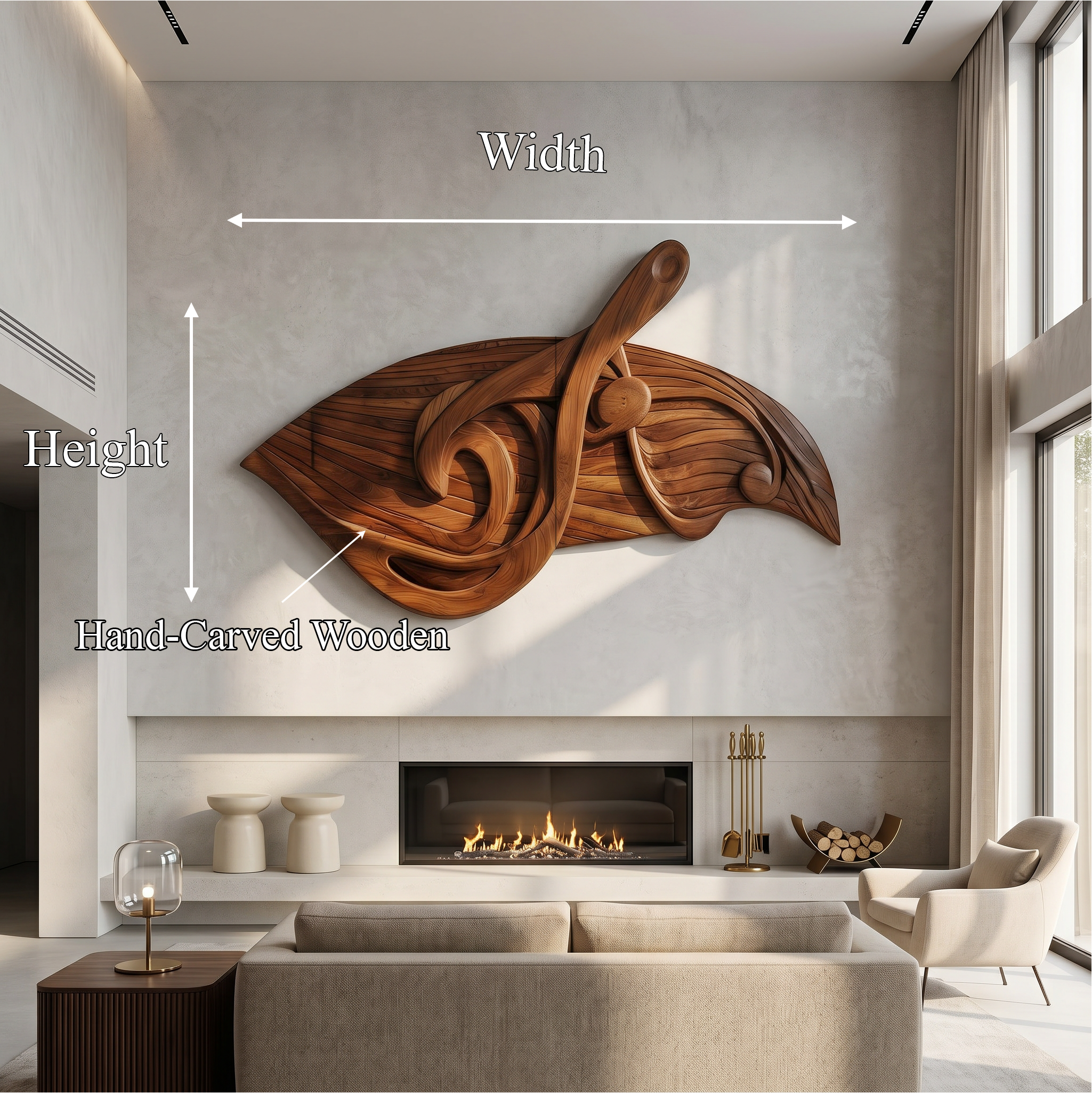 Organic Music Note Wall Art With Guitar Motif For Living Room