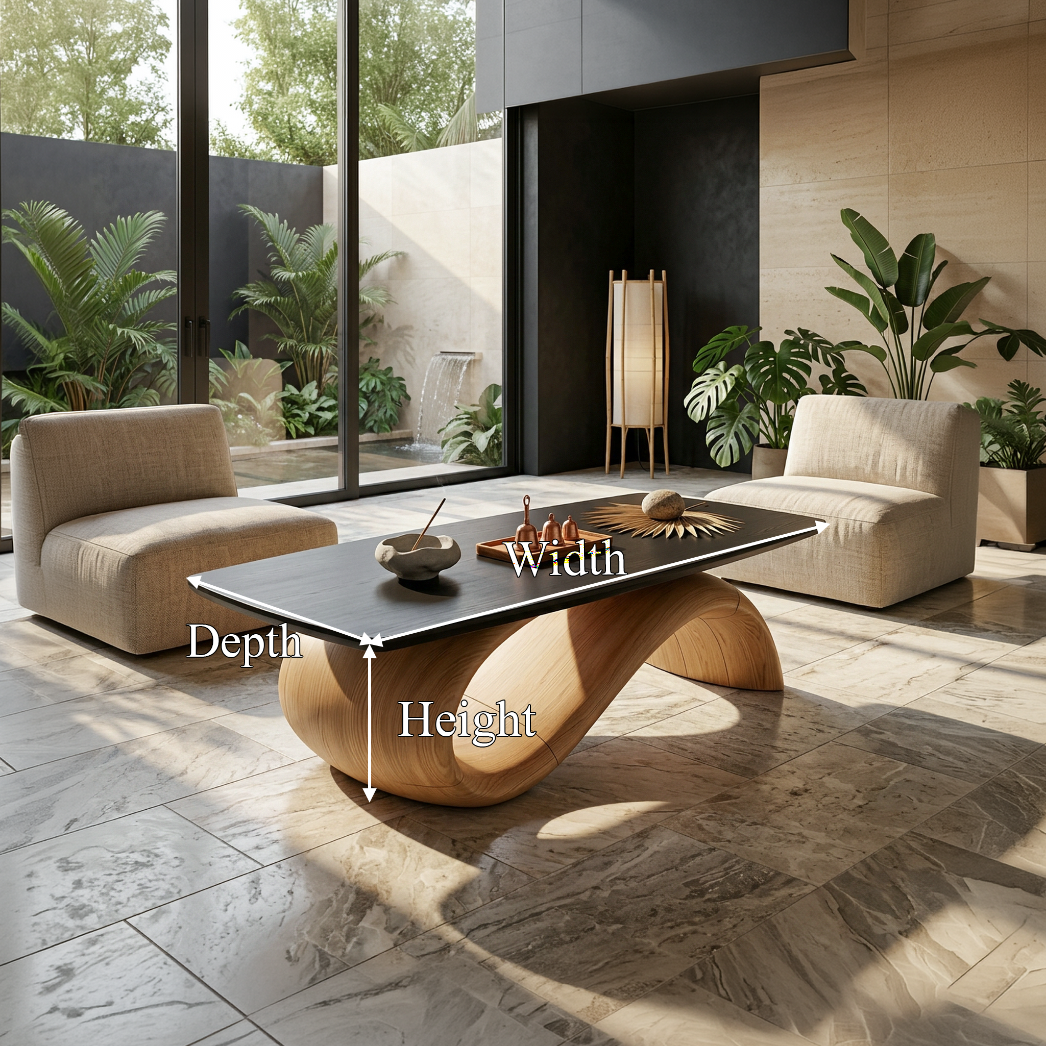 Handcrafted Coffee Table With Artistic Wood Design For Living Room