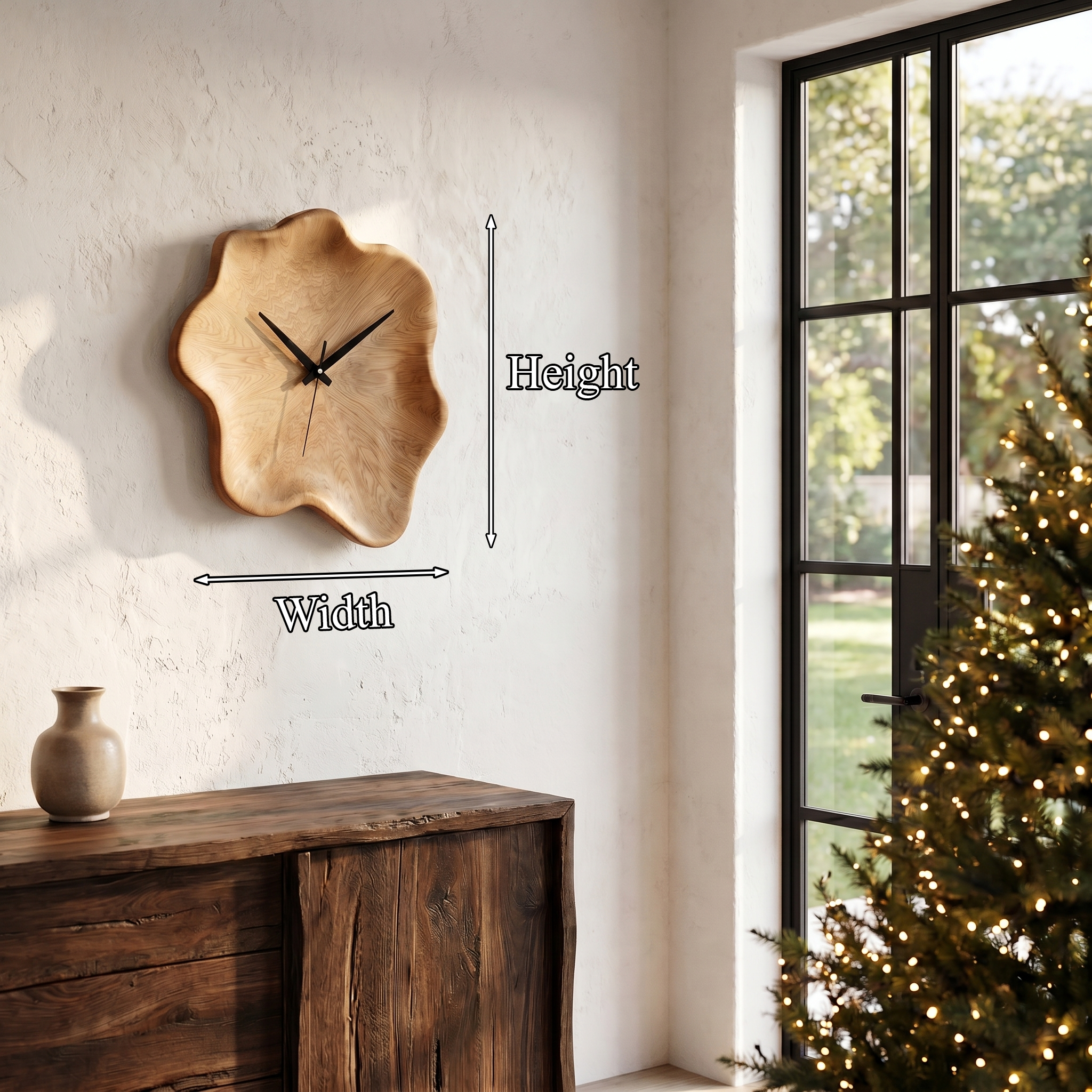 Organic Wall Clock With Natural Live Edge Design For Living Room And Entryway