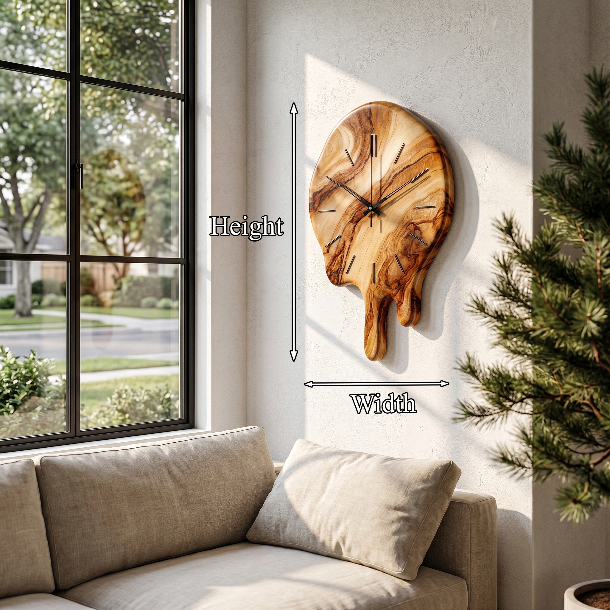 Handcrafted Wood Wall Clock With Live Edge Tree Slice Design For Living Room