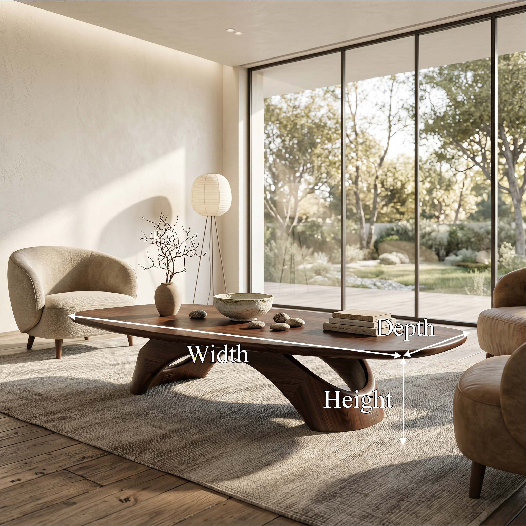 Rustic Coffee Table With Sculptural Wooden Base For Living Room