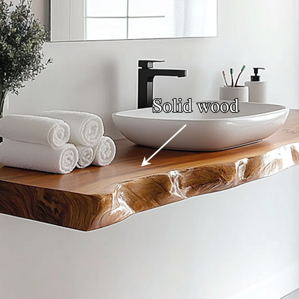 Mid Century Bathroom Vanity Shelf Live Edge Wood Bathroom Display