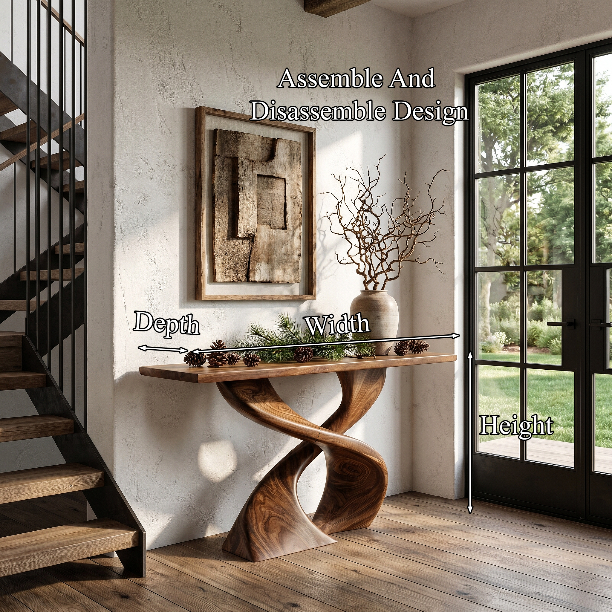 Sculptural Console Table With Twisted Tree Inspired Design For Hallway