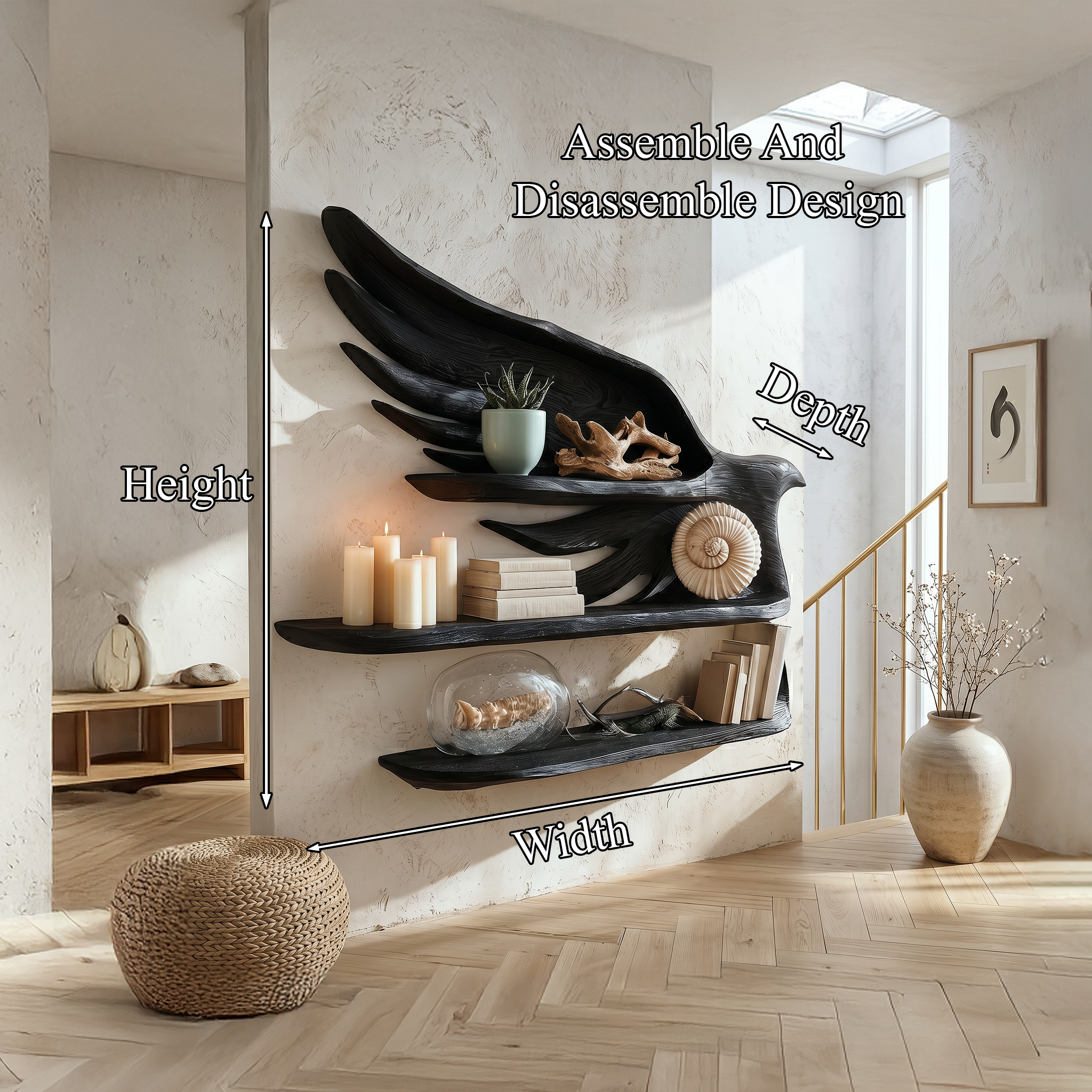 Handcrafted Wave Bookshelf With Artistic Curved Structure For Home Decor