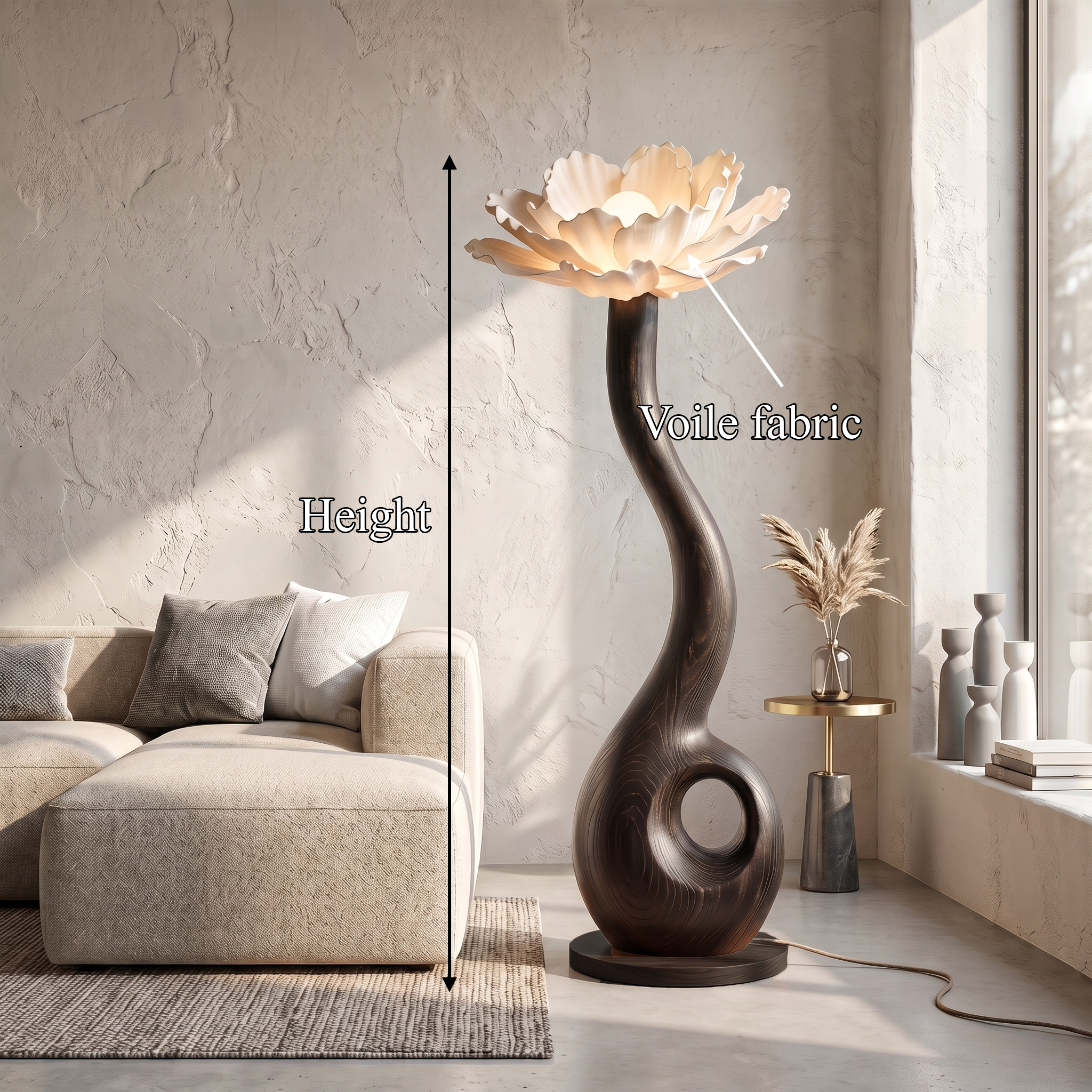 Artistic Floor Lamp With Nature Inspired Flower Design For Living Room