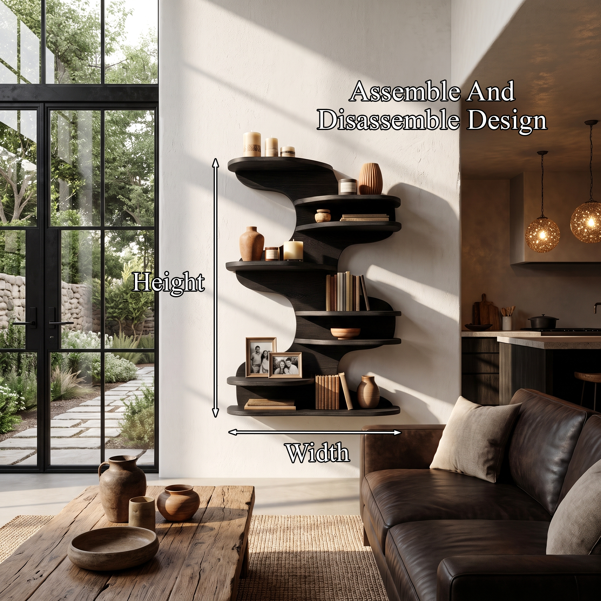 Modern Floating Shelf With Nature Inspired Tree Branch Form For Living Room
