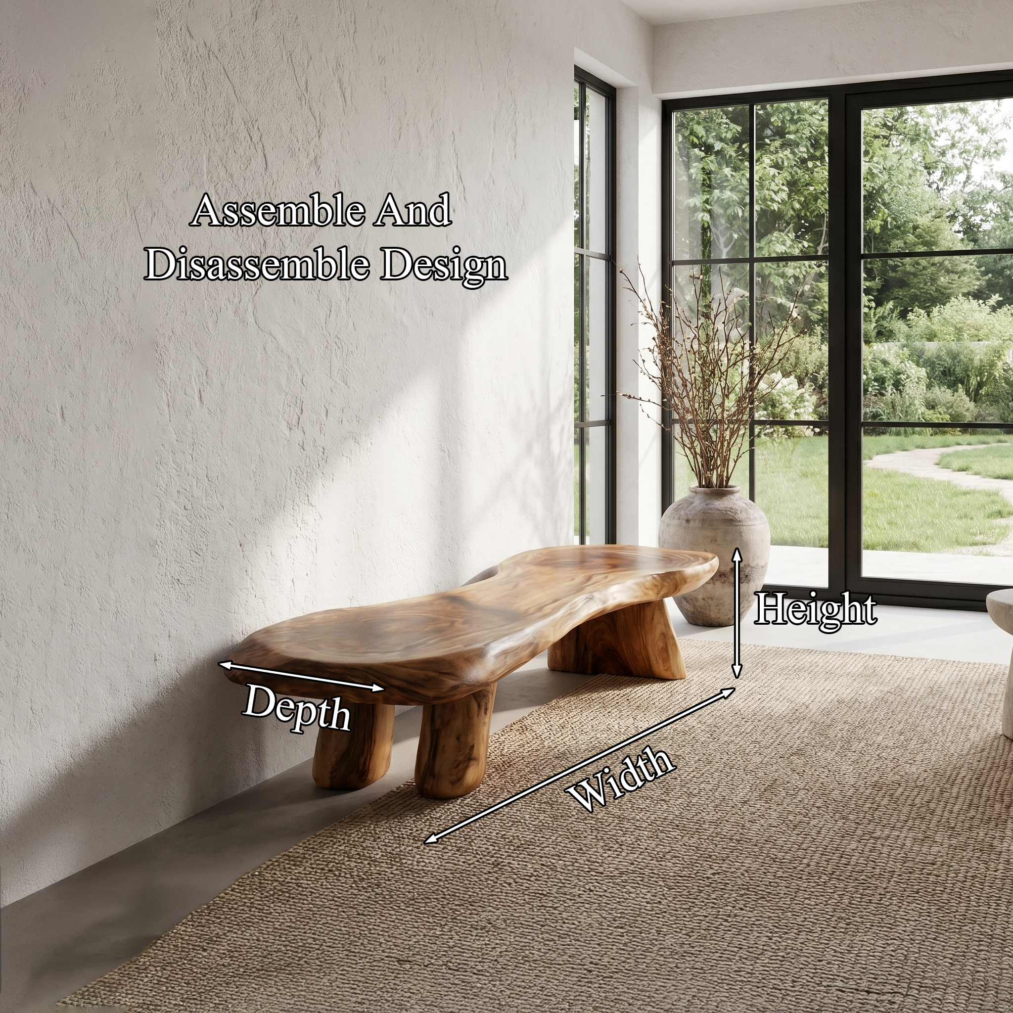 Rustic Bench Natural Tree Slab Design For Entryway