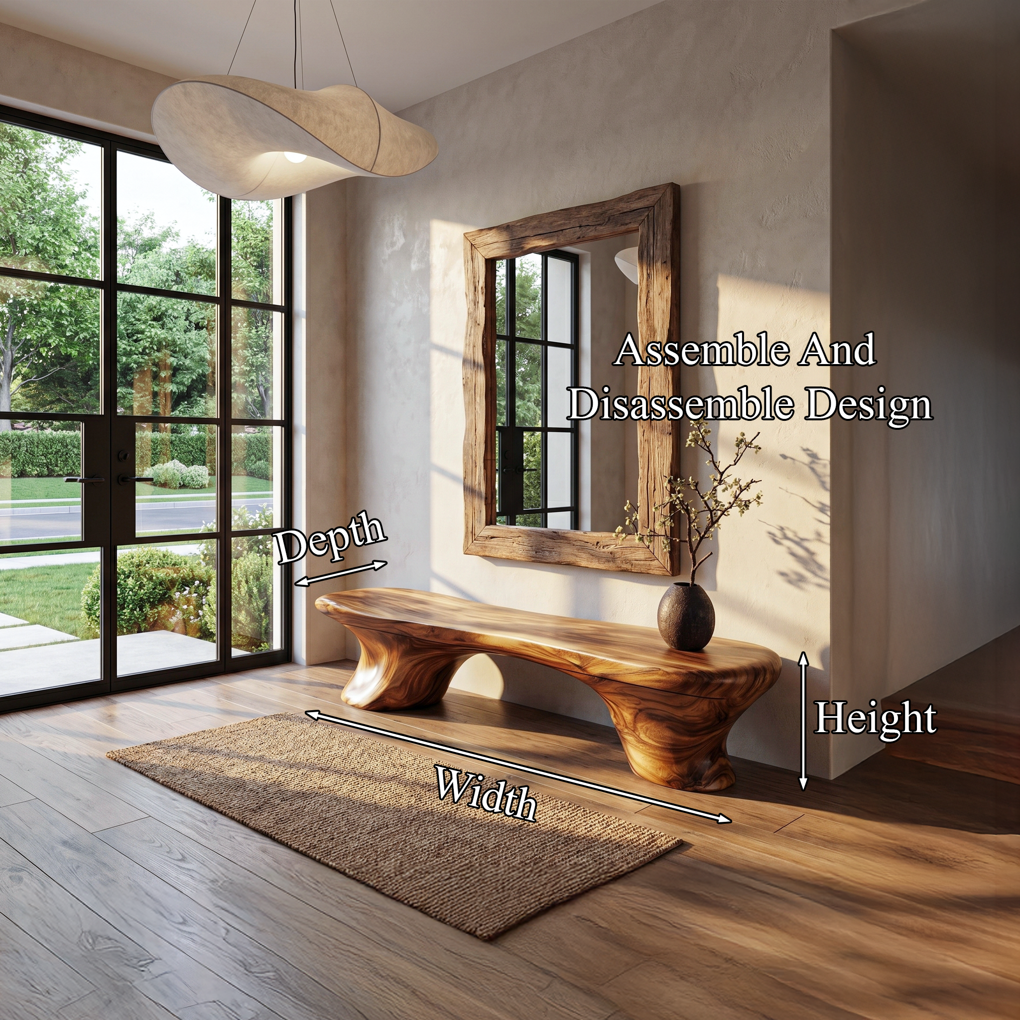 Organic Bench Natural Wood Accent Seating For Home