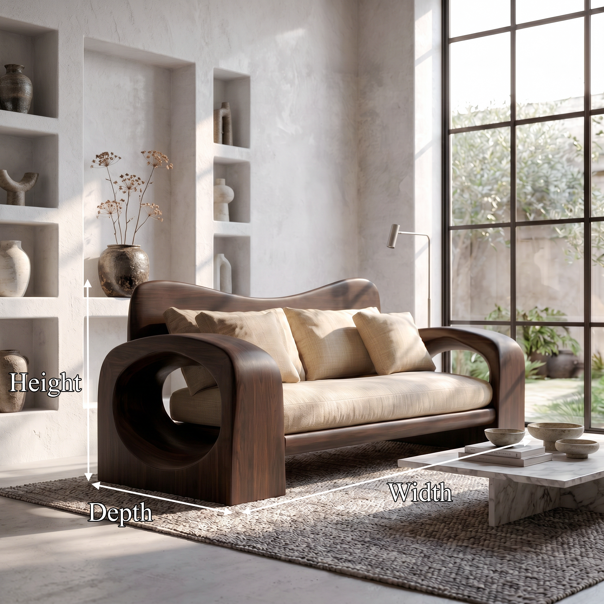 Organic Sofa Frame With Handcrafted Solid Wood Structure For Living Room