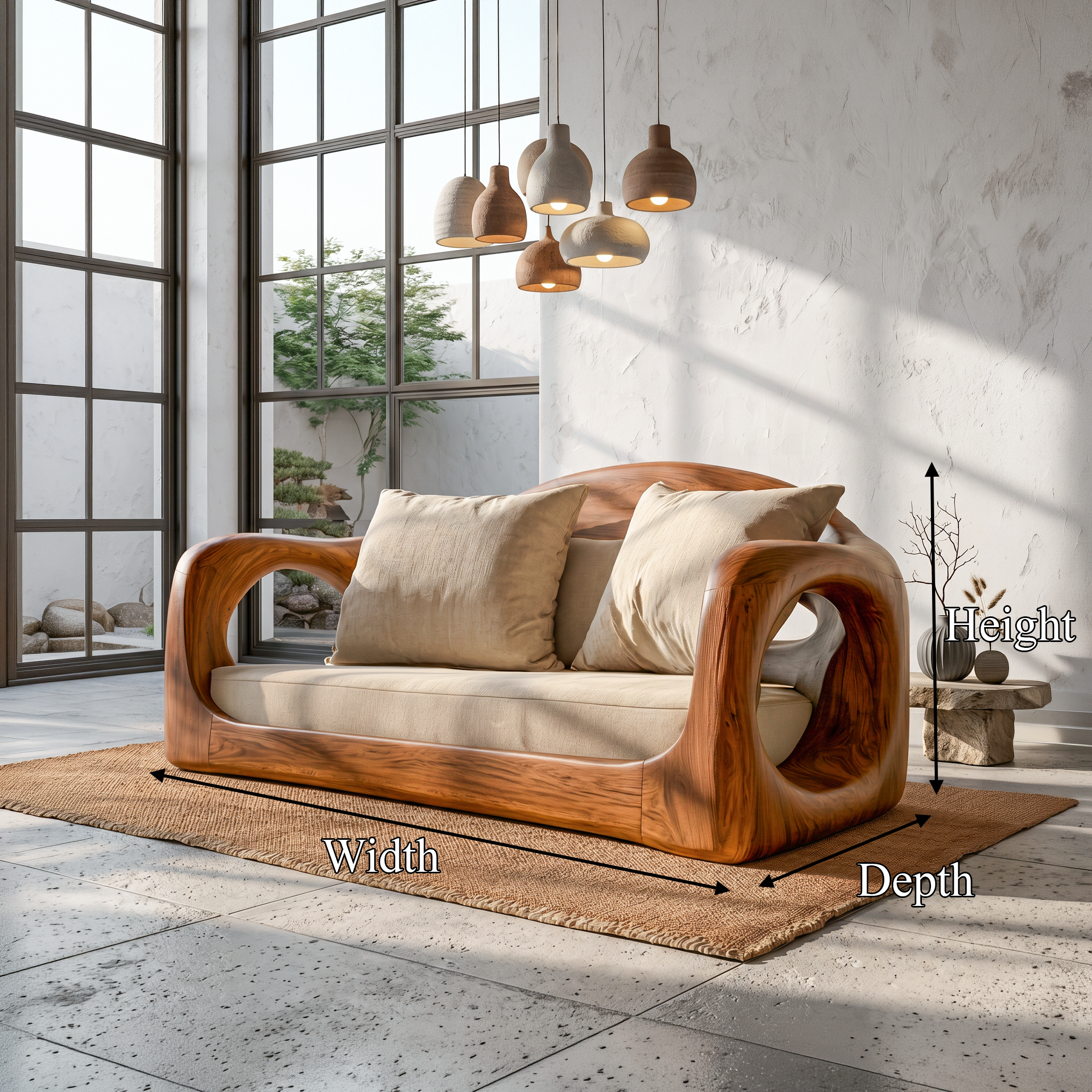 Rustic Sofa Frame With Organic Loop Wood Design For Living Room