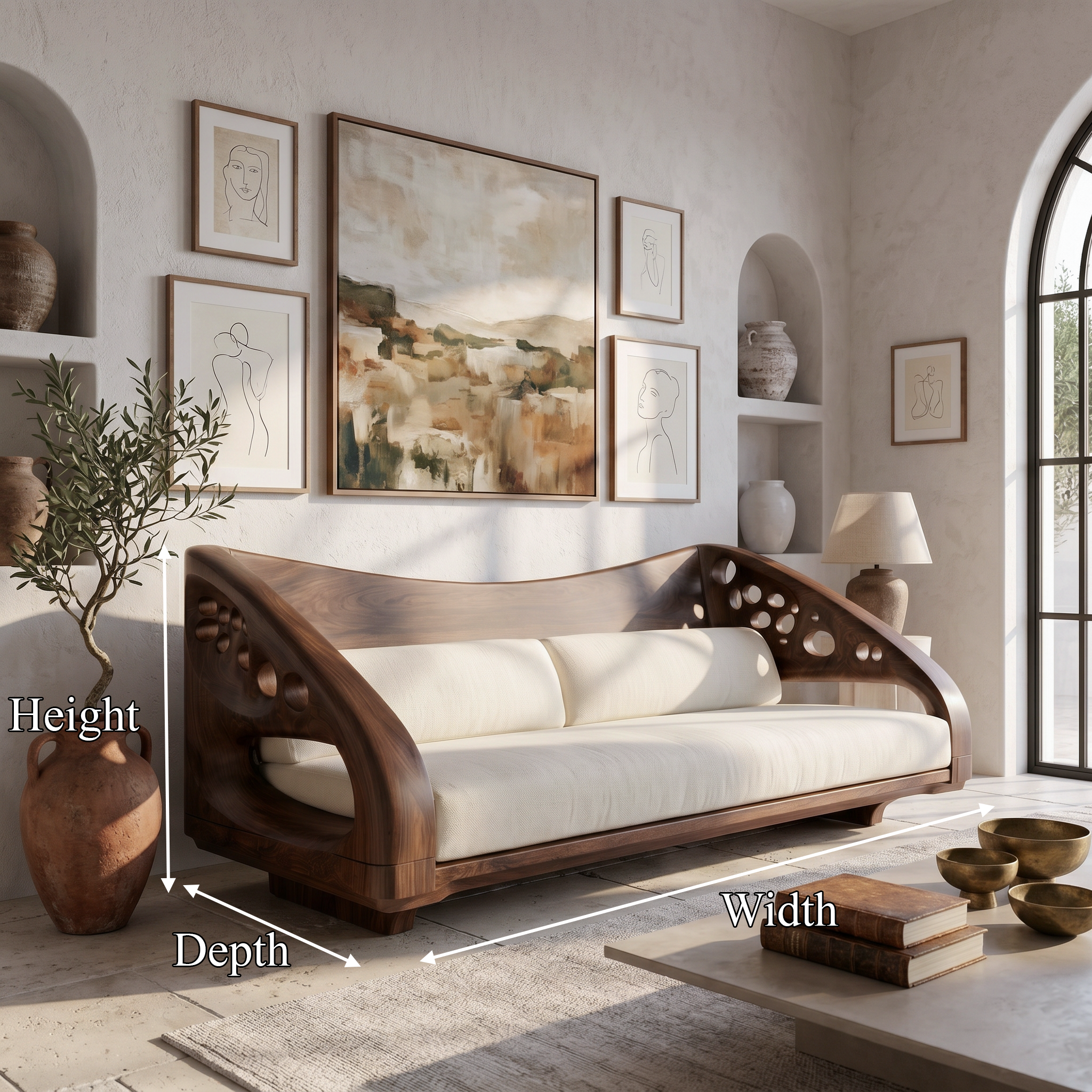 Organic Wooden Sofa Frame With Handcrafted Artistic Design