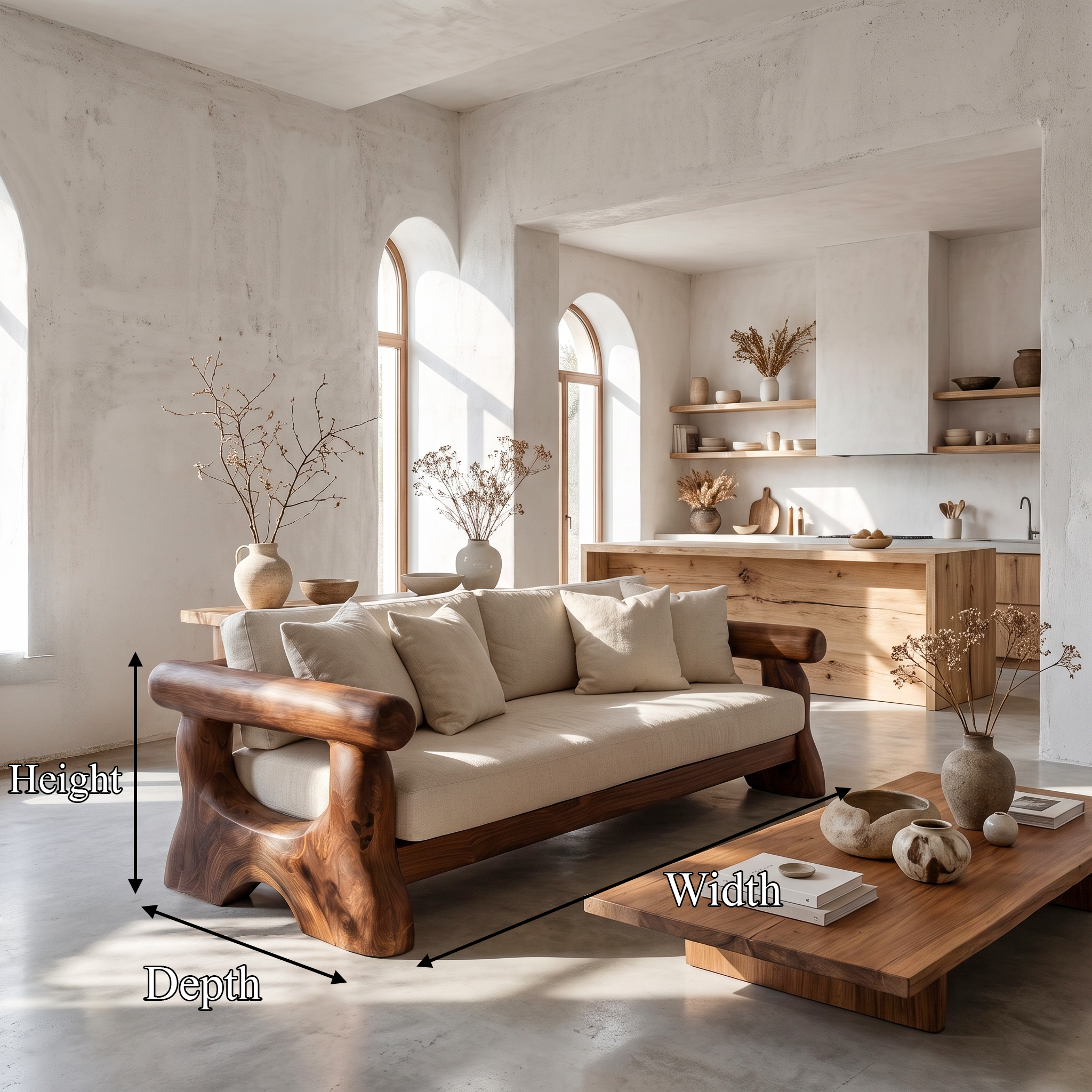 Rustic Sofa Frame With Handcrafted Tree Trunk Design For Living Room