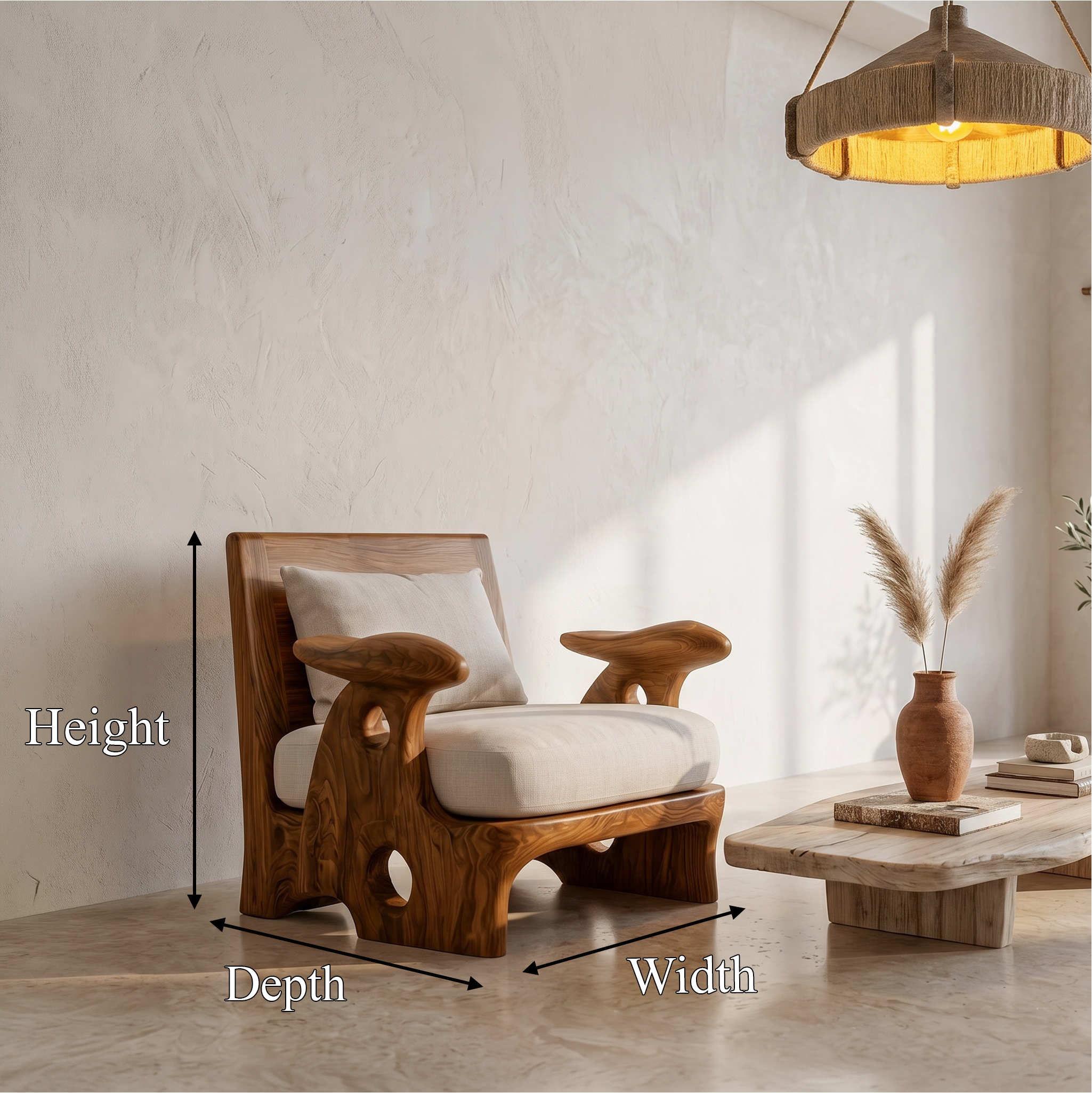 Organic Sculptural Armchair For Living Room Accent Seating And Interior Decor