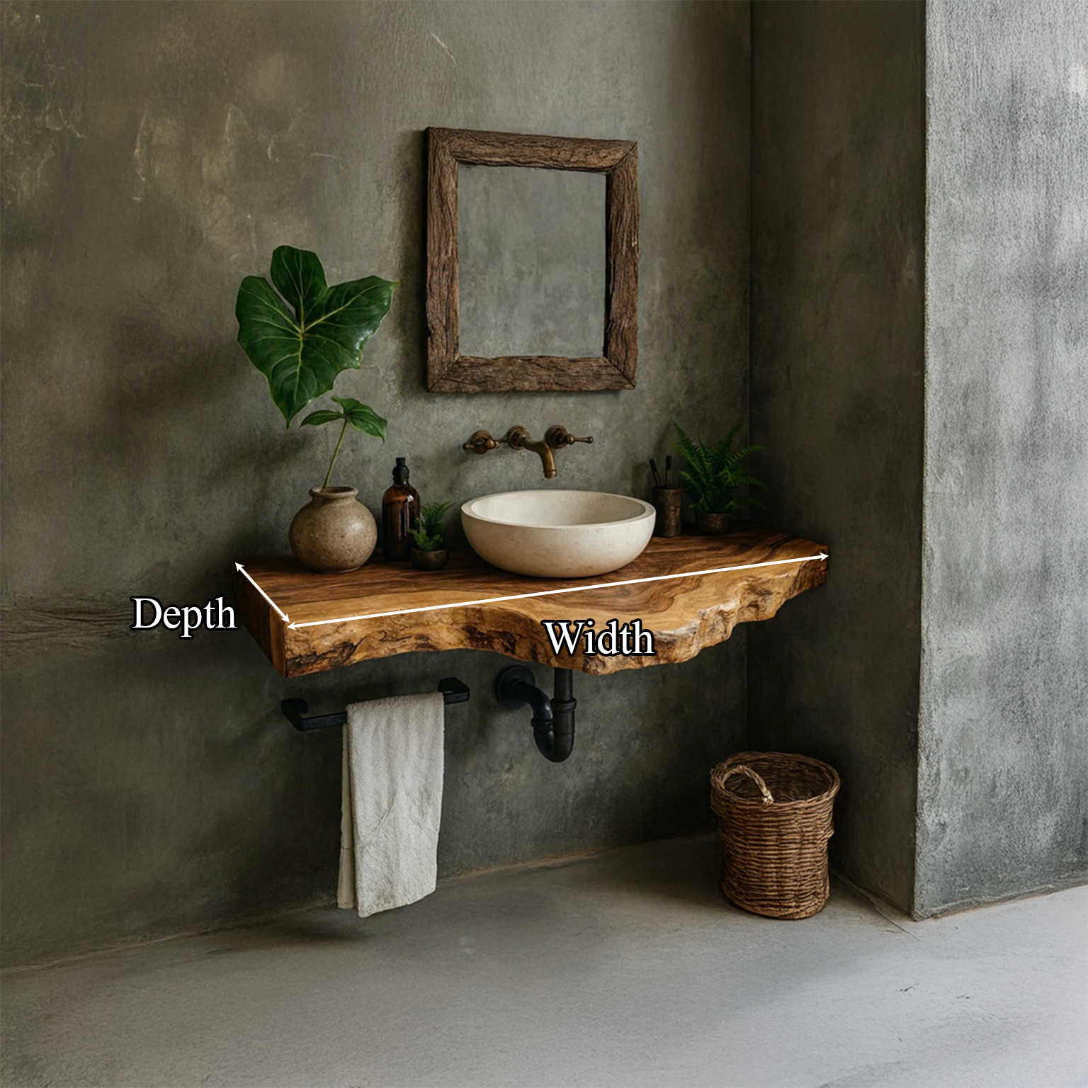 Rustic Floating Shelf Vanity Bathroom