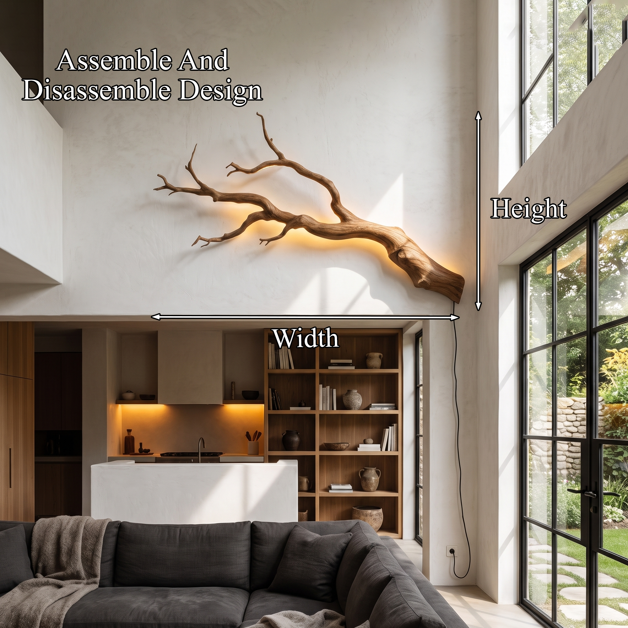 Organic Wall Lamp With Sculptural Tree Branch Design For Living Room