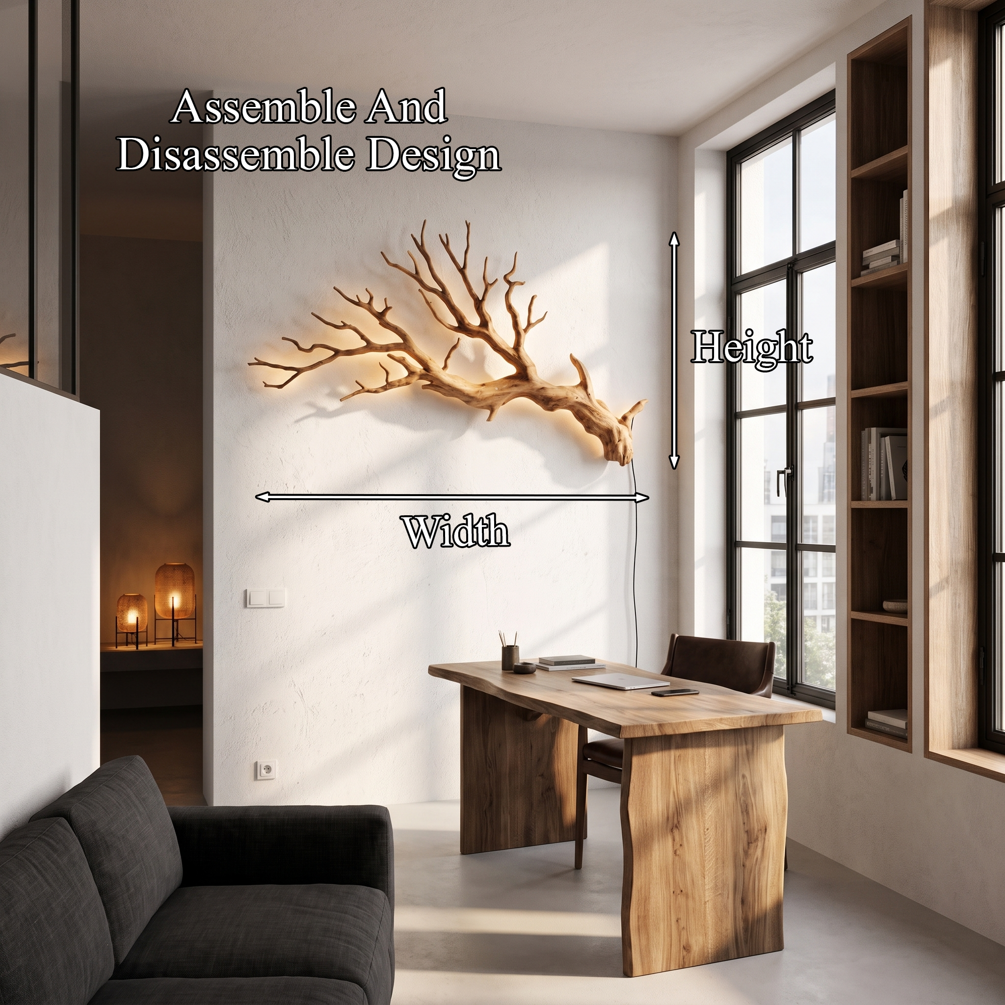Sculptural Wall Light With Nature Inspired Tree Branch Design For Entryway