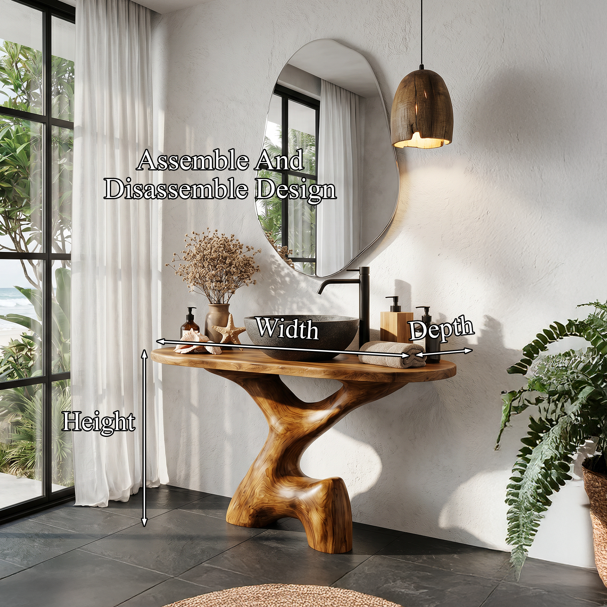 Contemporary Sculptural Bathroom Vanity Freestanding Sink Console