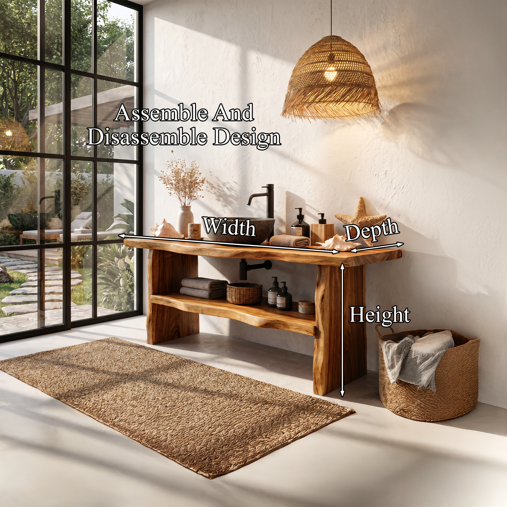 Farmhouse Branch Bathroom Vanity Freestanding Sink Console