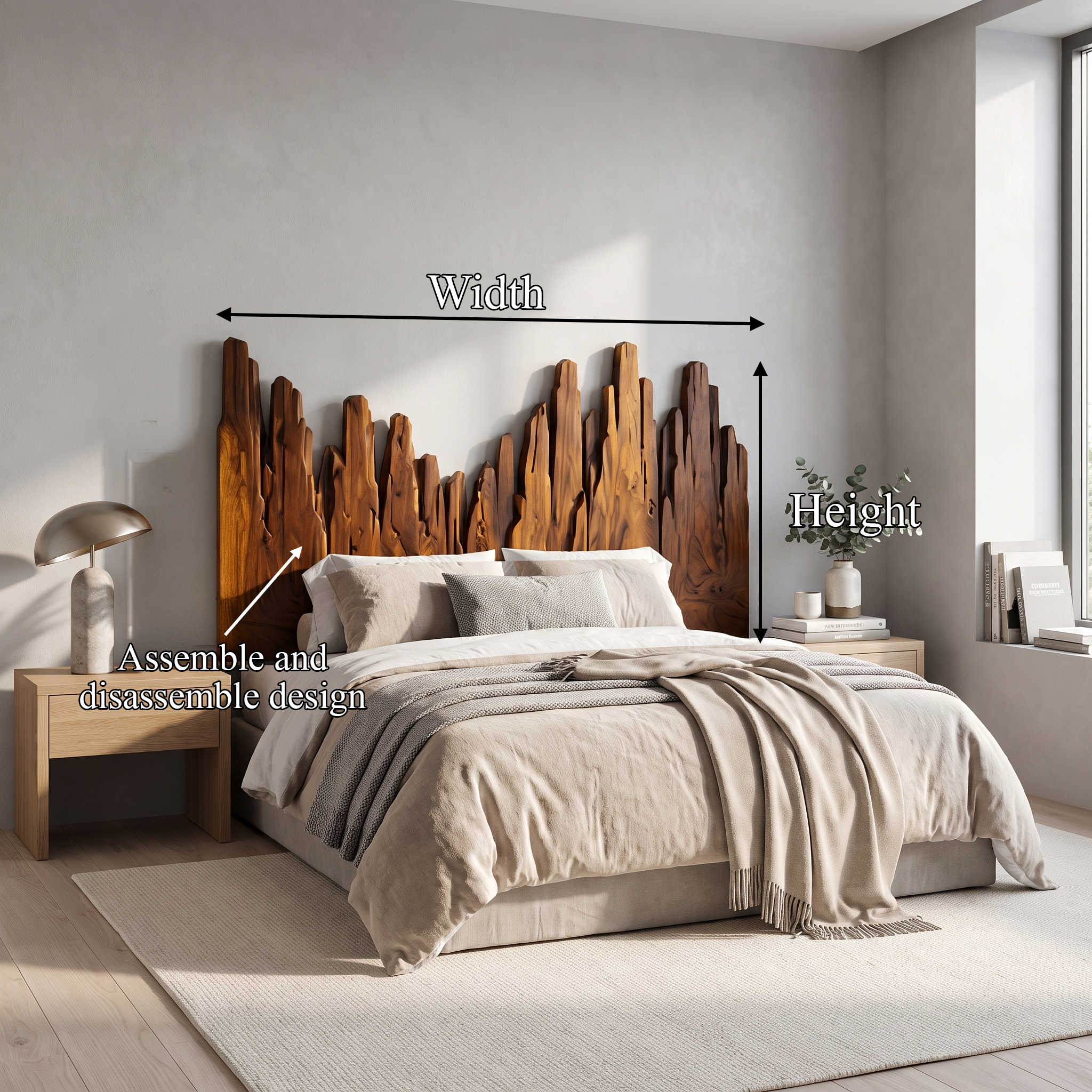 Rustic Skyline Headboard Wooden Bed Headboard For Bedroom