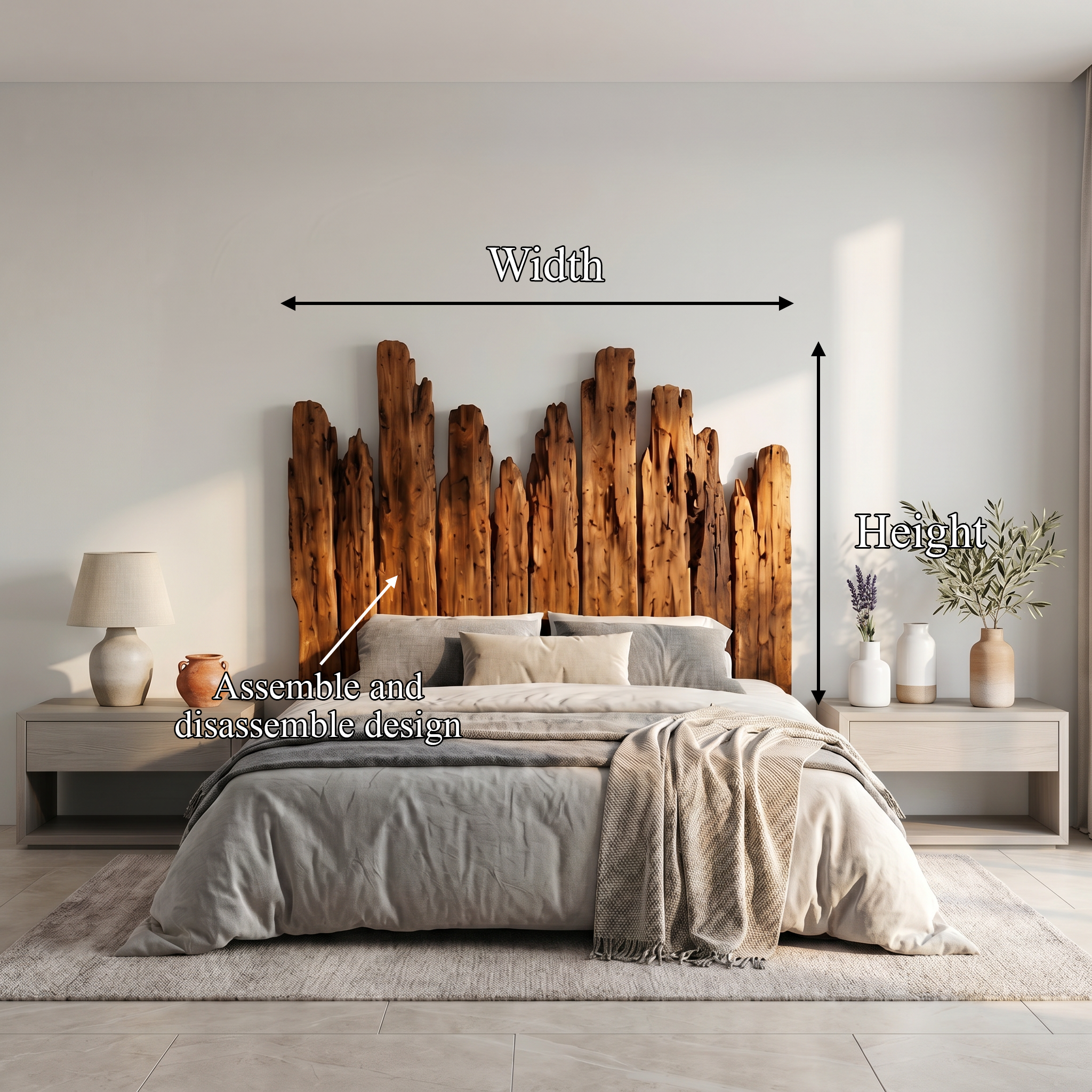 Rustic Skyline Headboard Wooden Bed Headboard For Bedroom