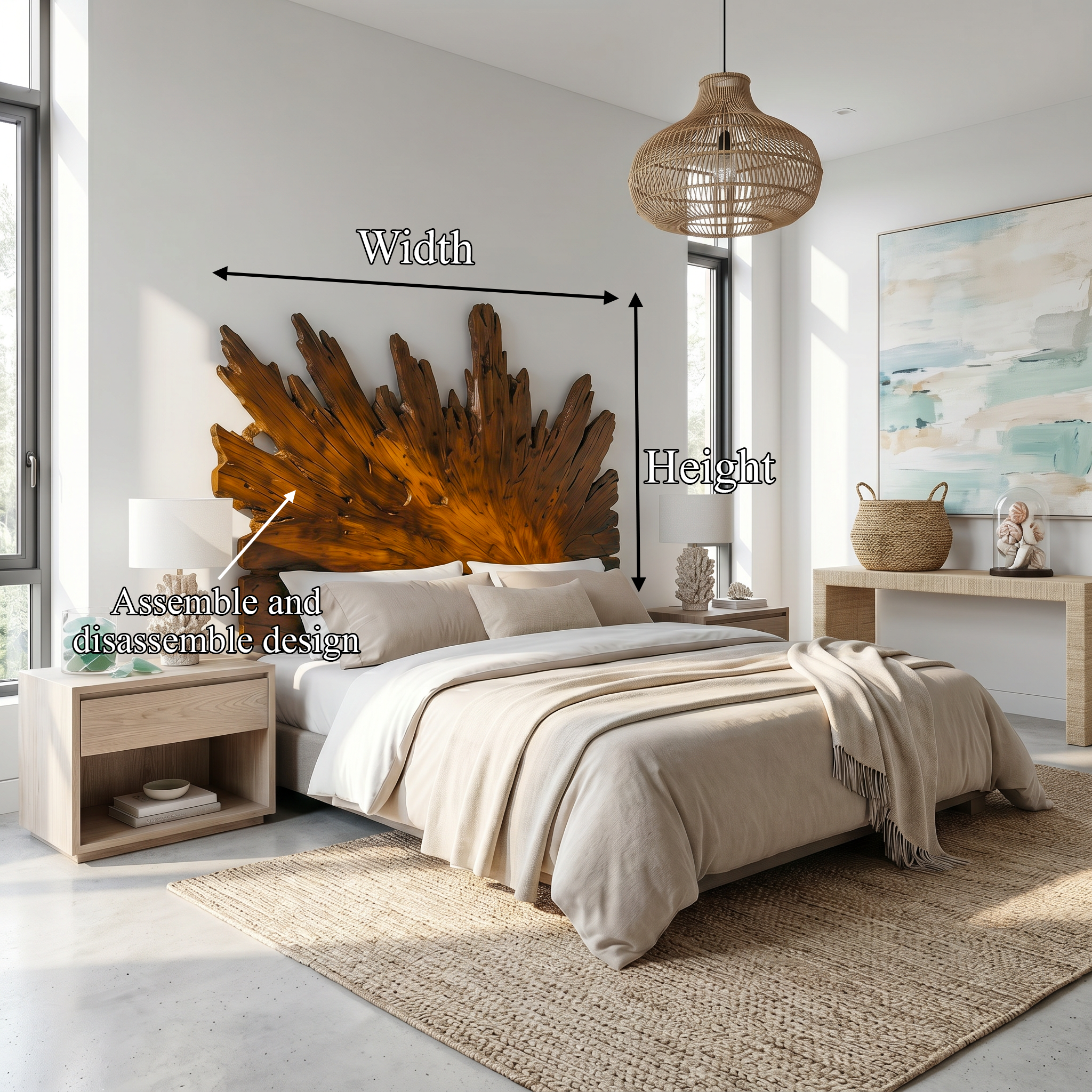 Art Deco Sunburst Headboard Wooden Bed Headboard For Bedroom