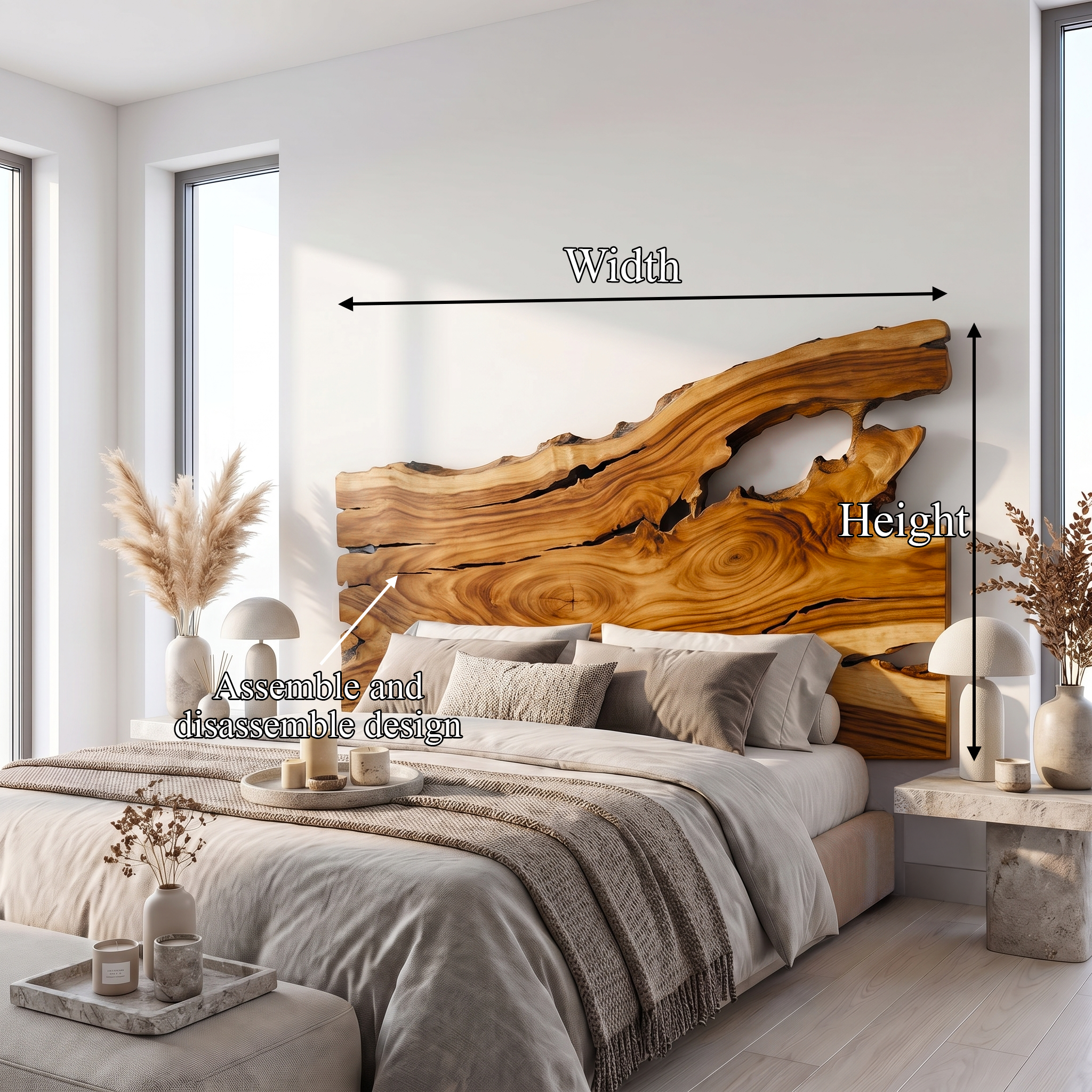 Organic Driftwood Headboard Wooden Bed Headboard For Bedroom