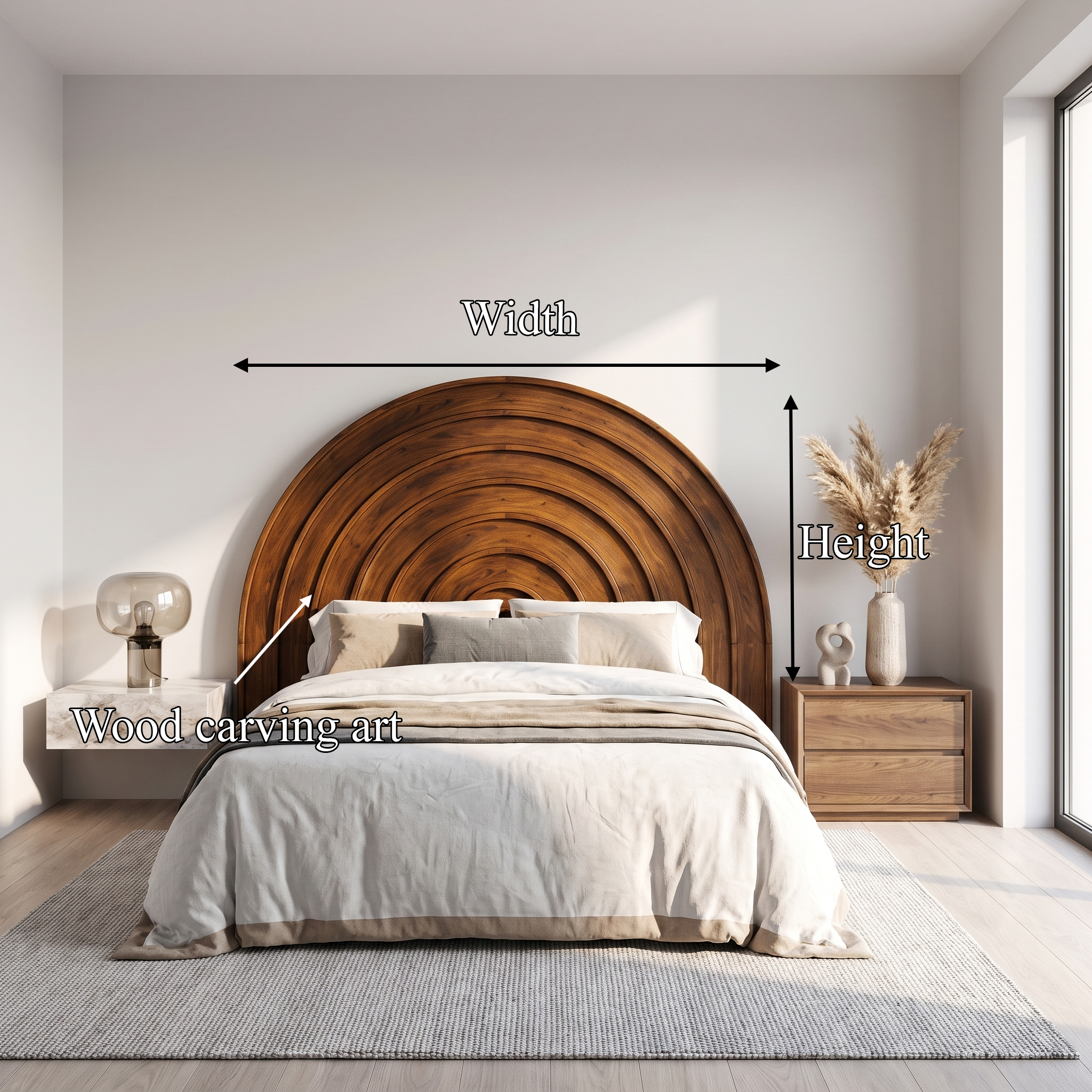 Contemporary Arched Headboard Wooden Bed Headboard For Bedroom