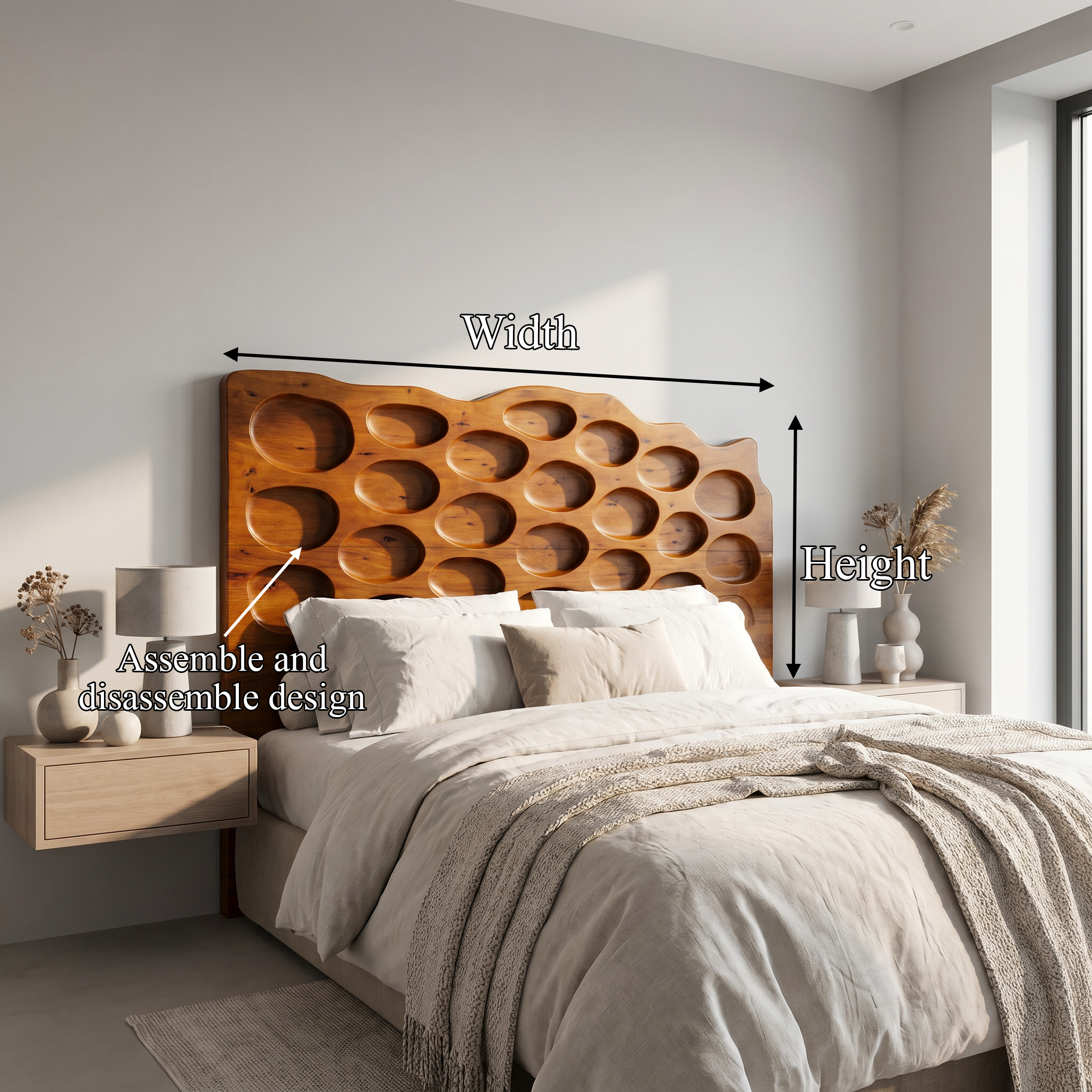 Modern Circular Cutout Headboard Wooden Bed Headboard For Bedroom