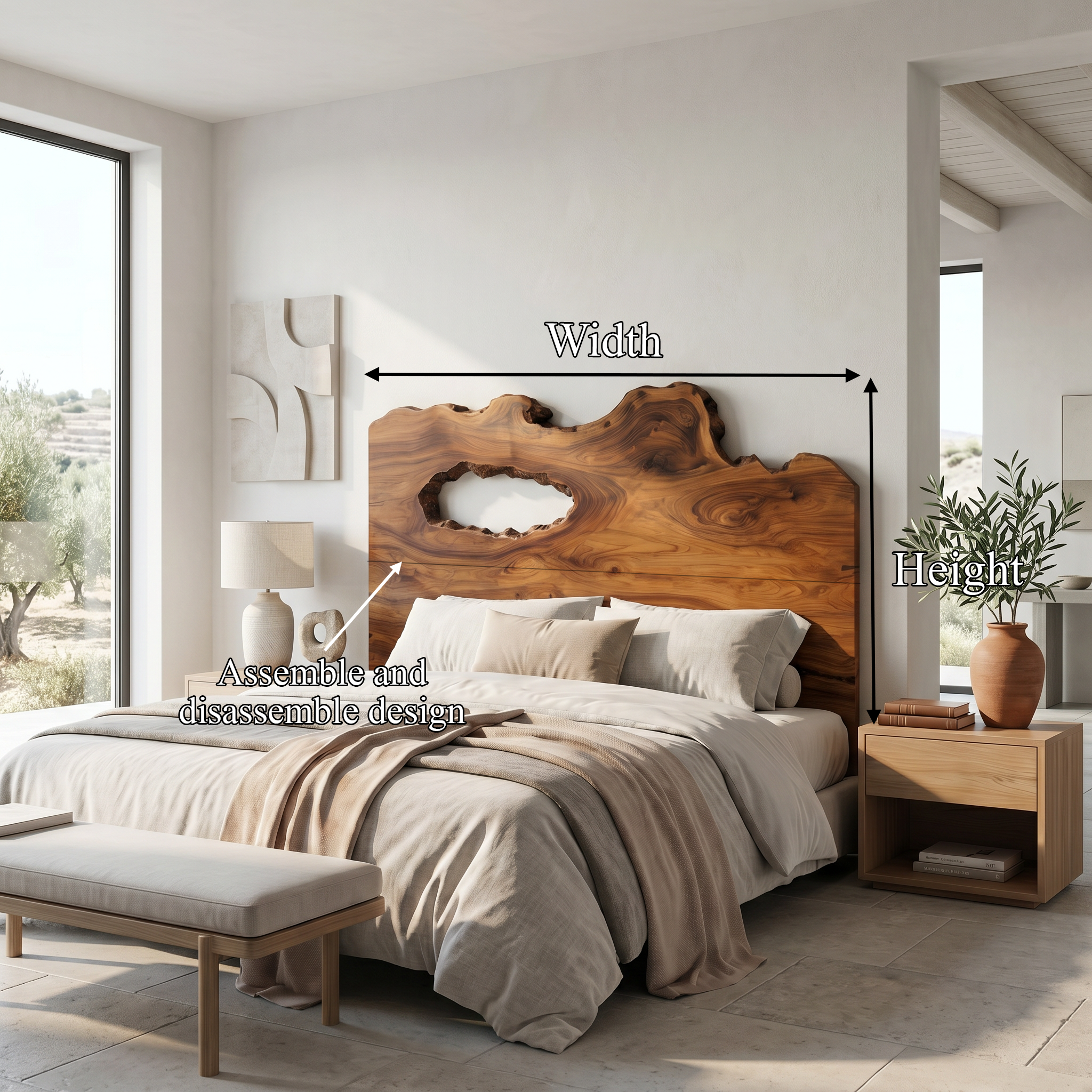 Rustic Natural Knot Headboard Wooden Bed Headboard For Bedroom