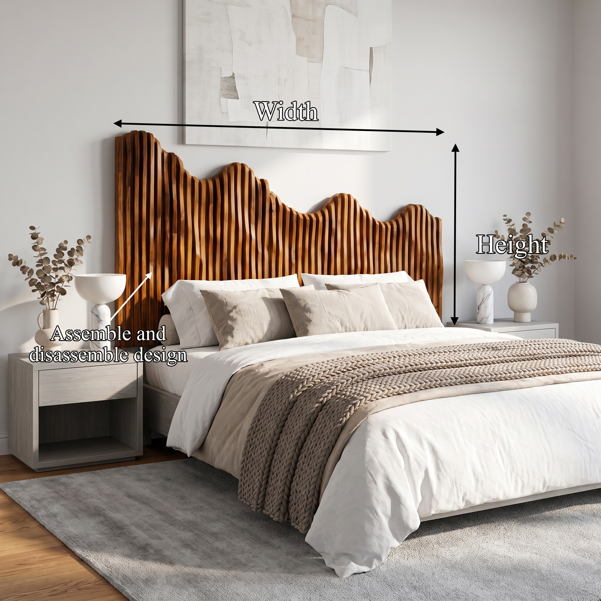 Organic Mountain Landscape Headboard Wooden Bed Headboard For Bedroom