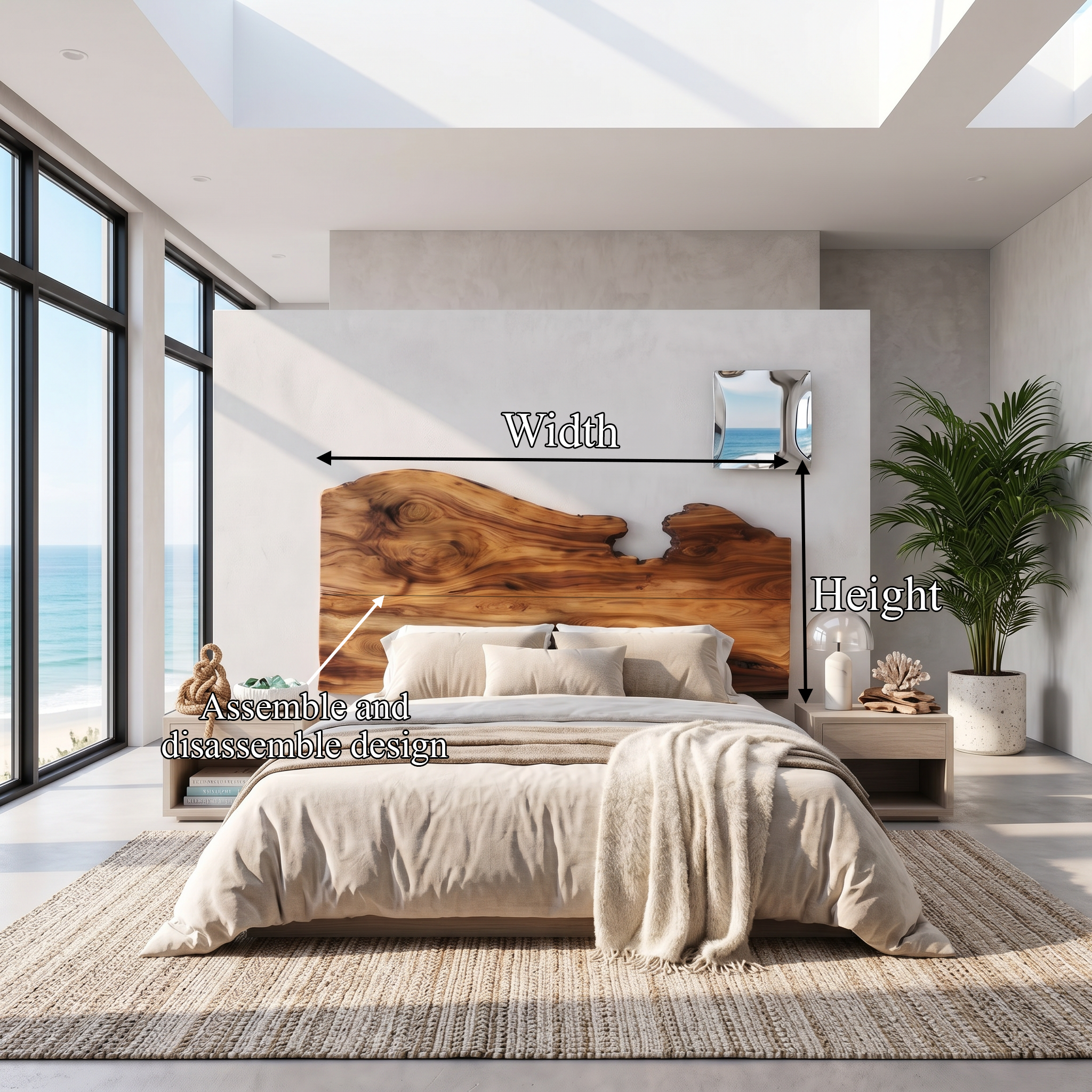 Contemporary Live Edge Headboard Wooden Bed Headboard For Bedroom