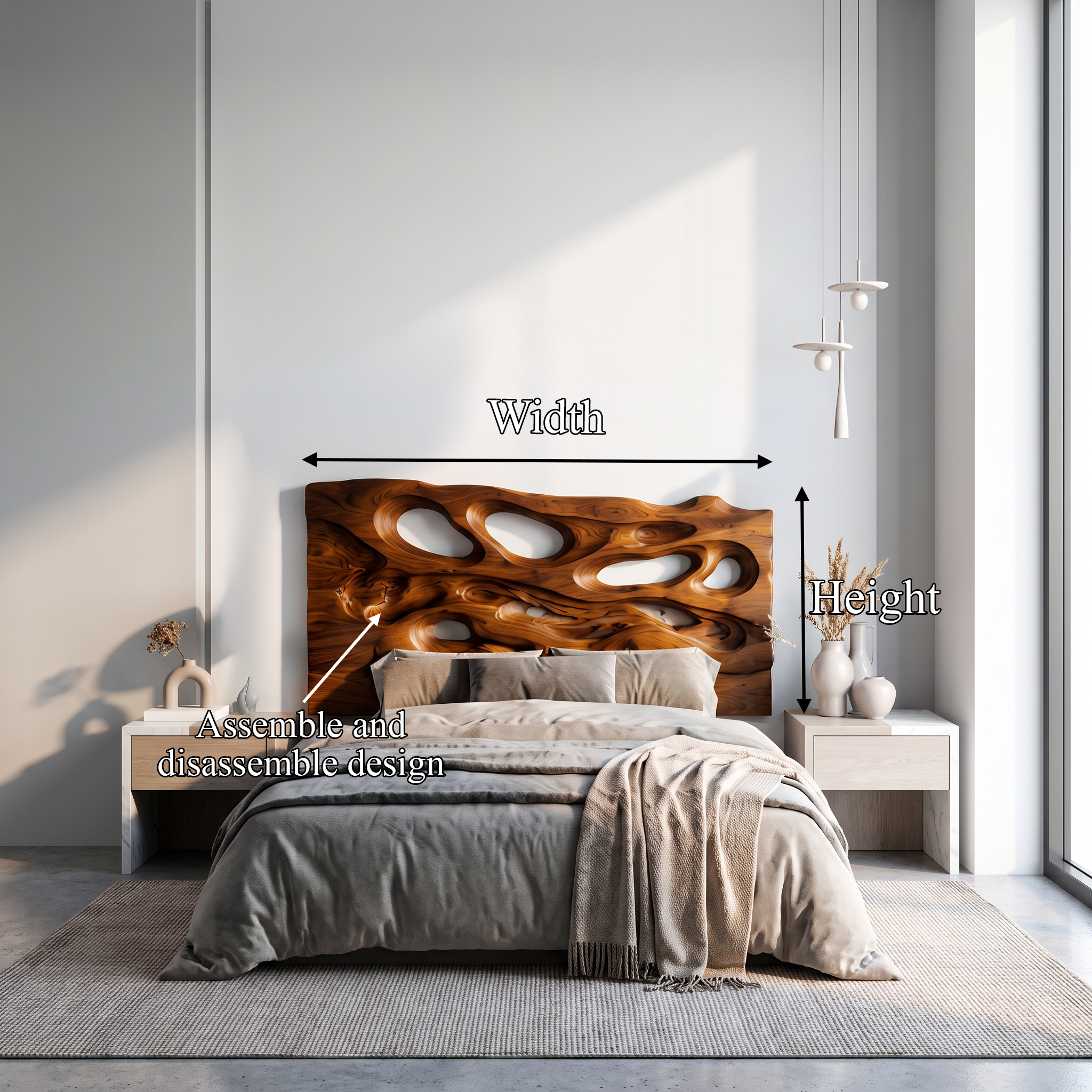 Contemporary Cutout Headboard Wooden Bed Headboard For Bedroom