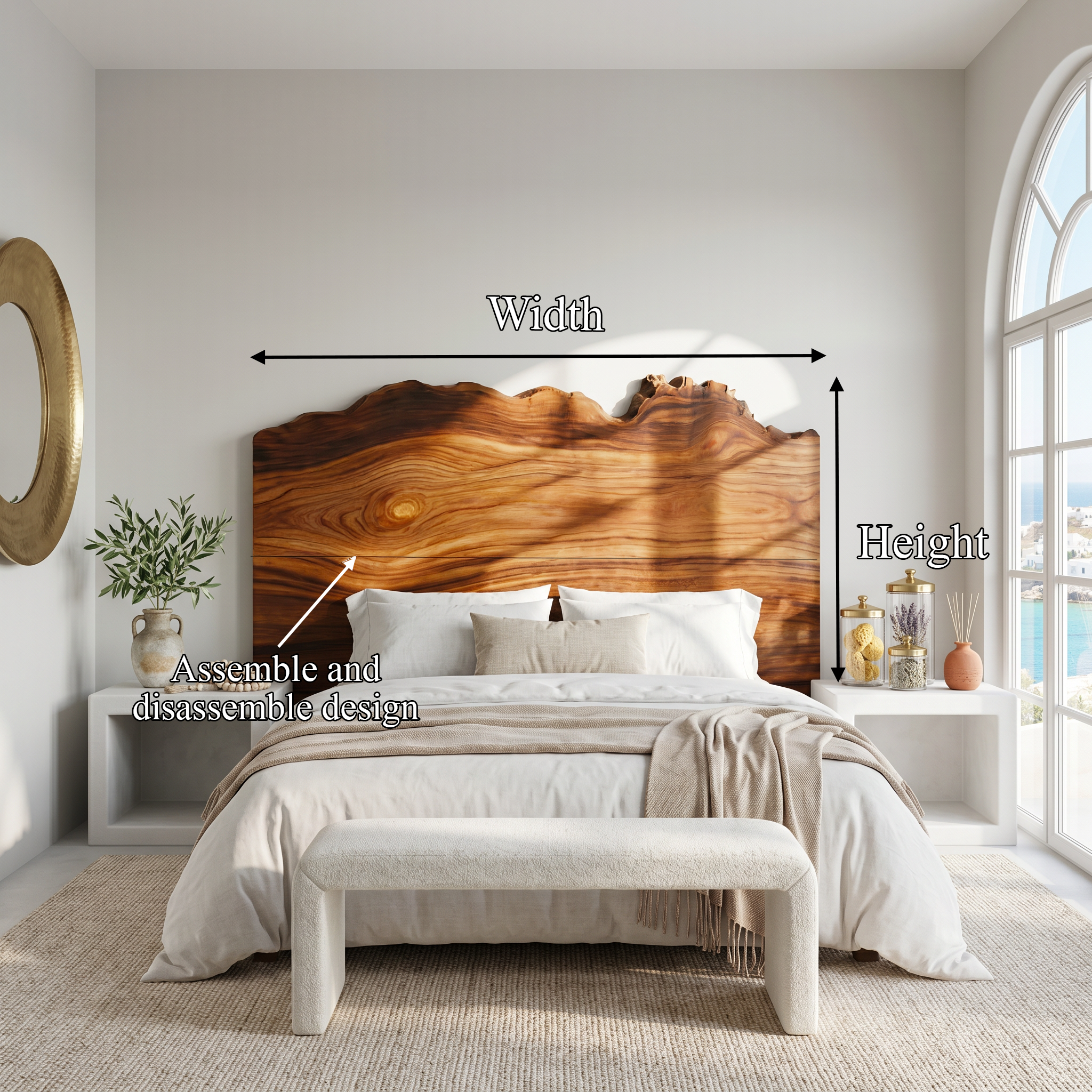Organic Natural Edge Headboard Wooden Bed Headboard For Bedroom