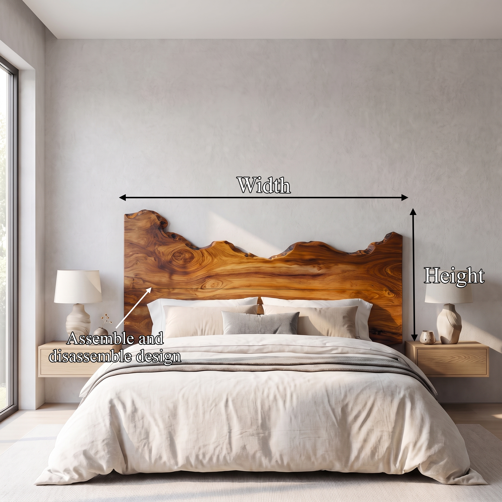 Contemporary Live Edge Wood Headboard For Bedroom