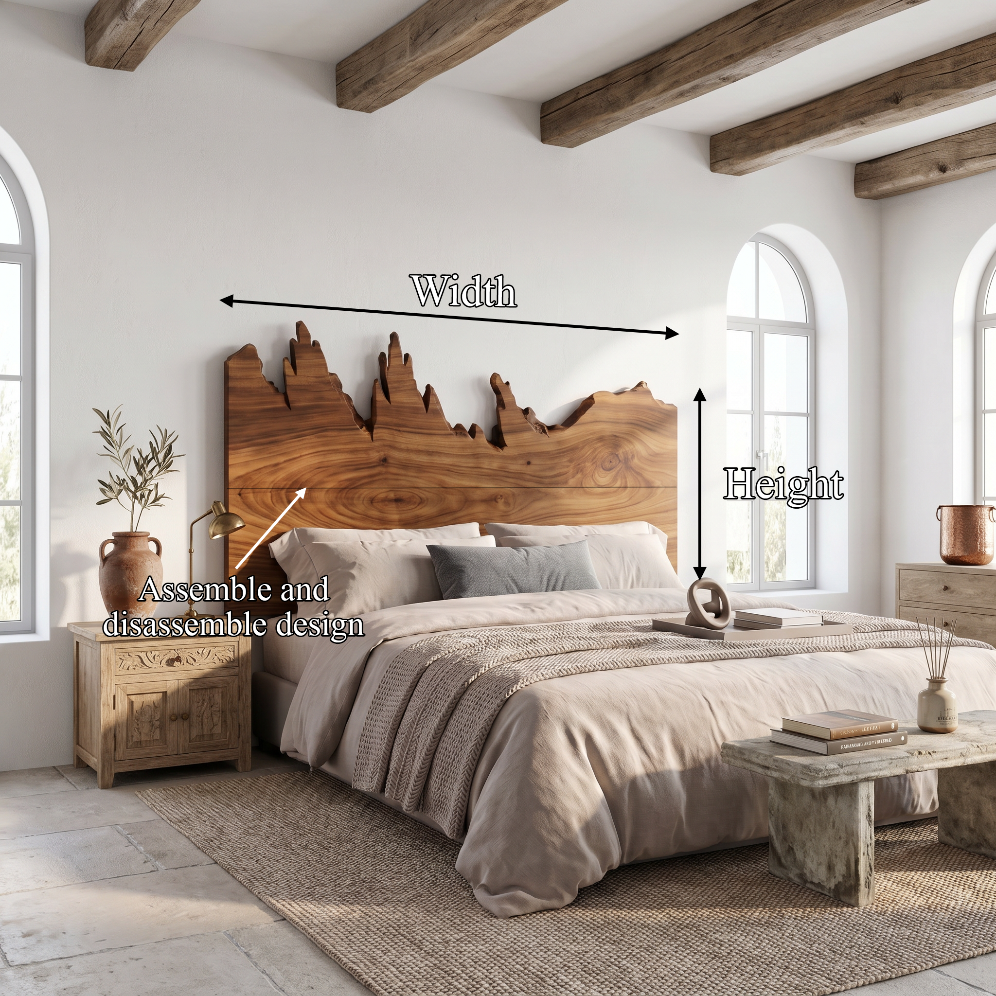 Rustic Mountain Ridge Headboard Wooden Bed Headboard For Bedroom