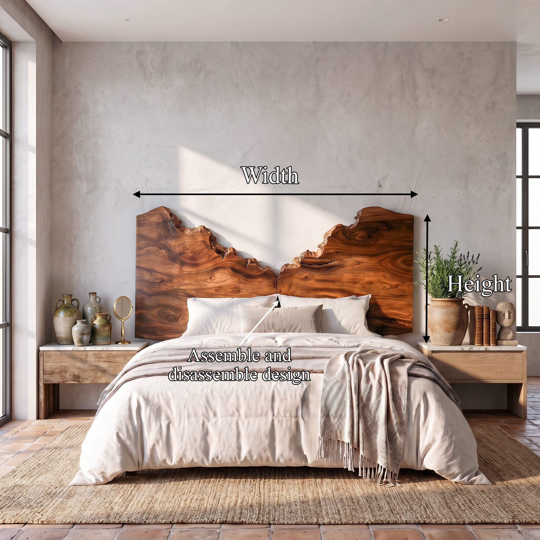 Organic Live Edge Headboard Wooden Bed Headboard For Bedroom