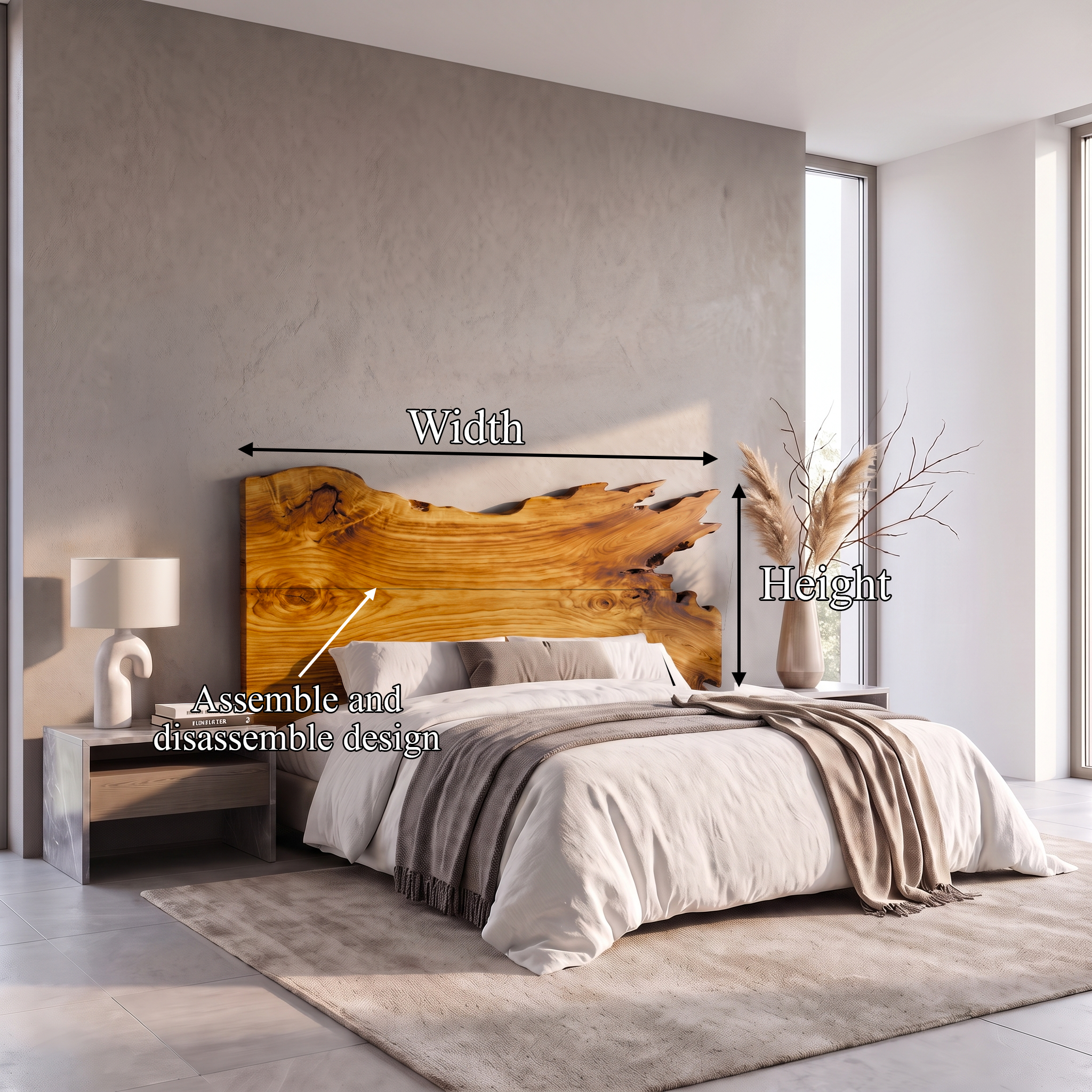 Modern Split Edge Headboard Wooden Bed Headboard For Bedroom