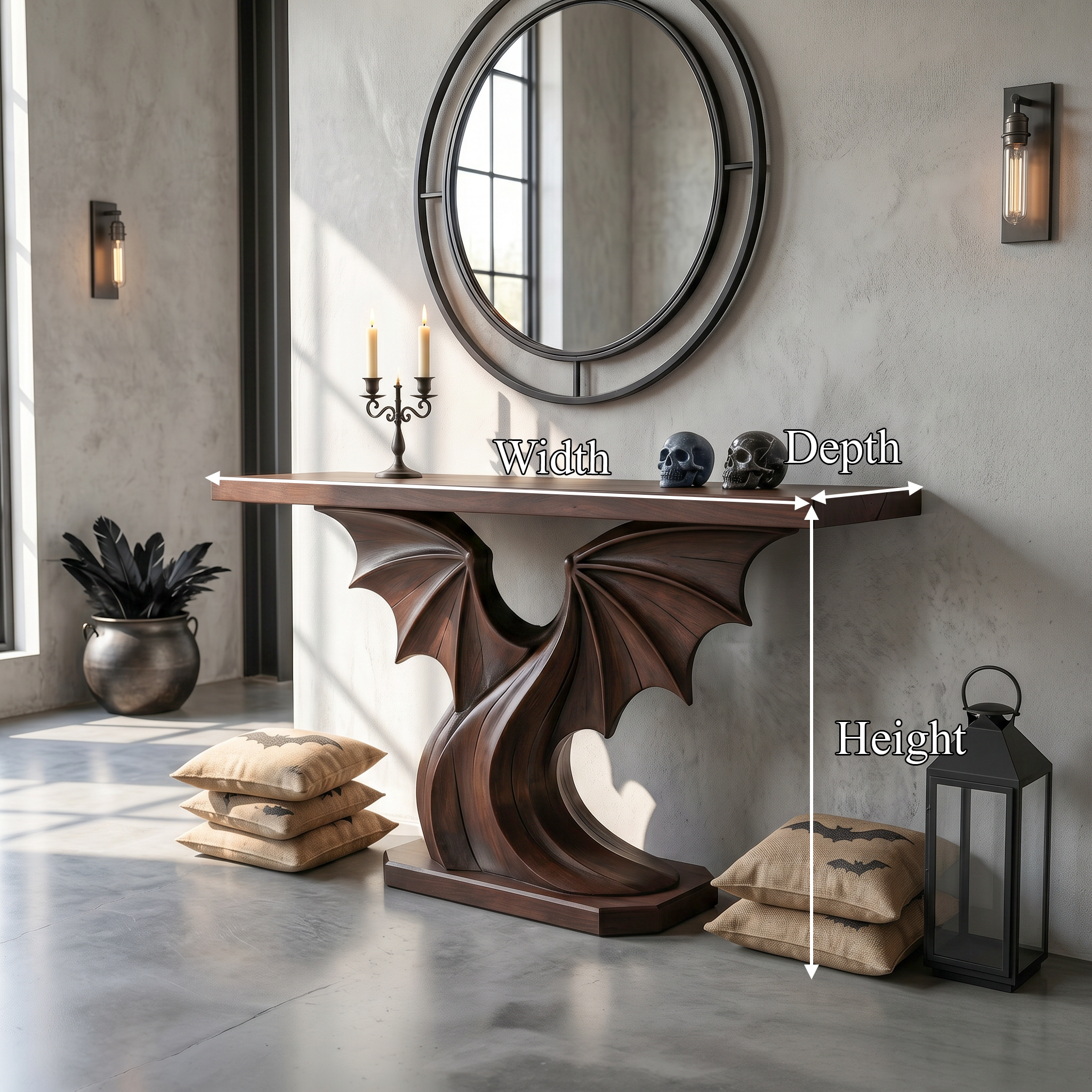 Modern Console Table Handcrafted Organic Sculptural Design For Entryway Hallway