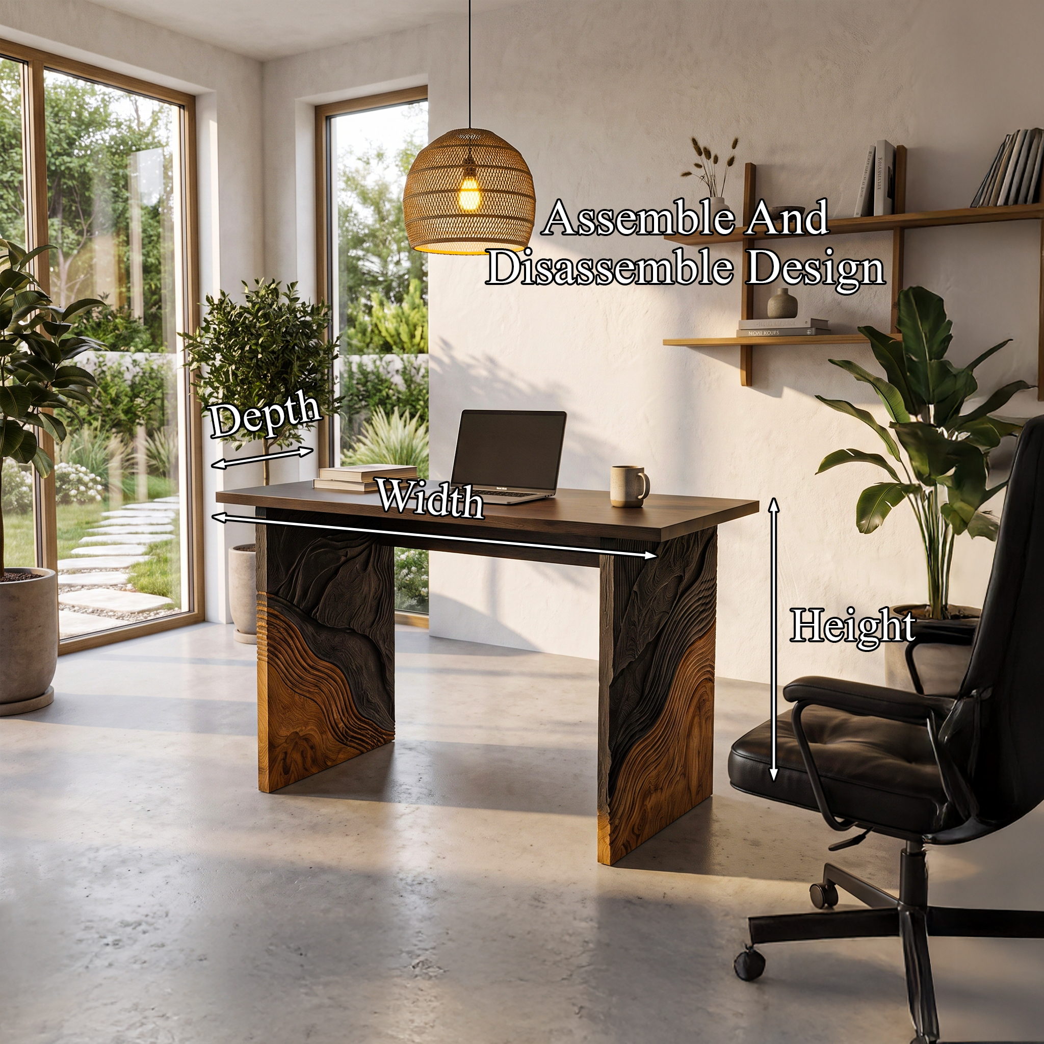 Organic Modern Writing Desk Handcrafted Storage Design For Executive Home Office