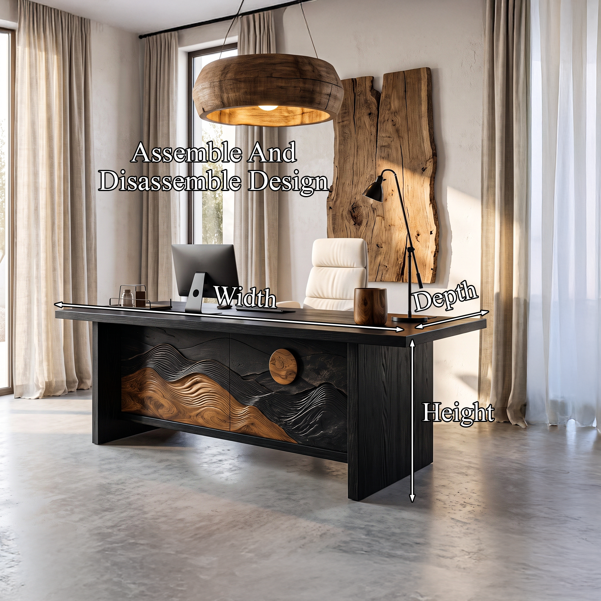 Sculptural Writing Desk Handcrafted Solid Wood Design For Workspace