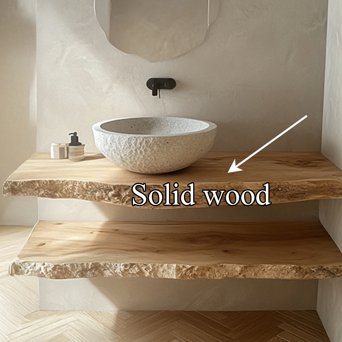 Midcentury Floating Shelf Vanity Bathroom
