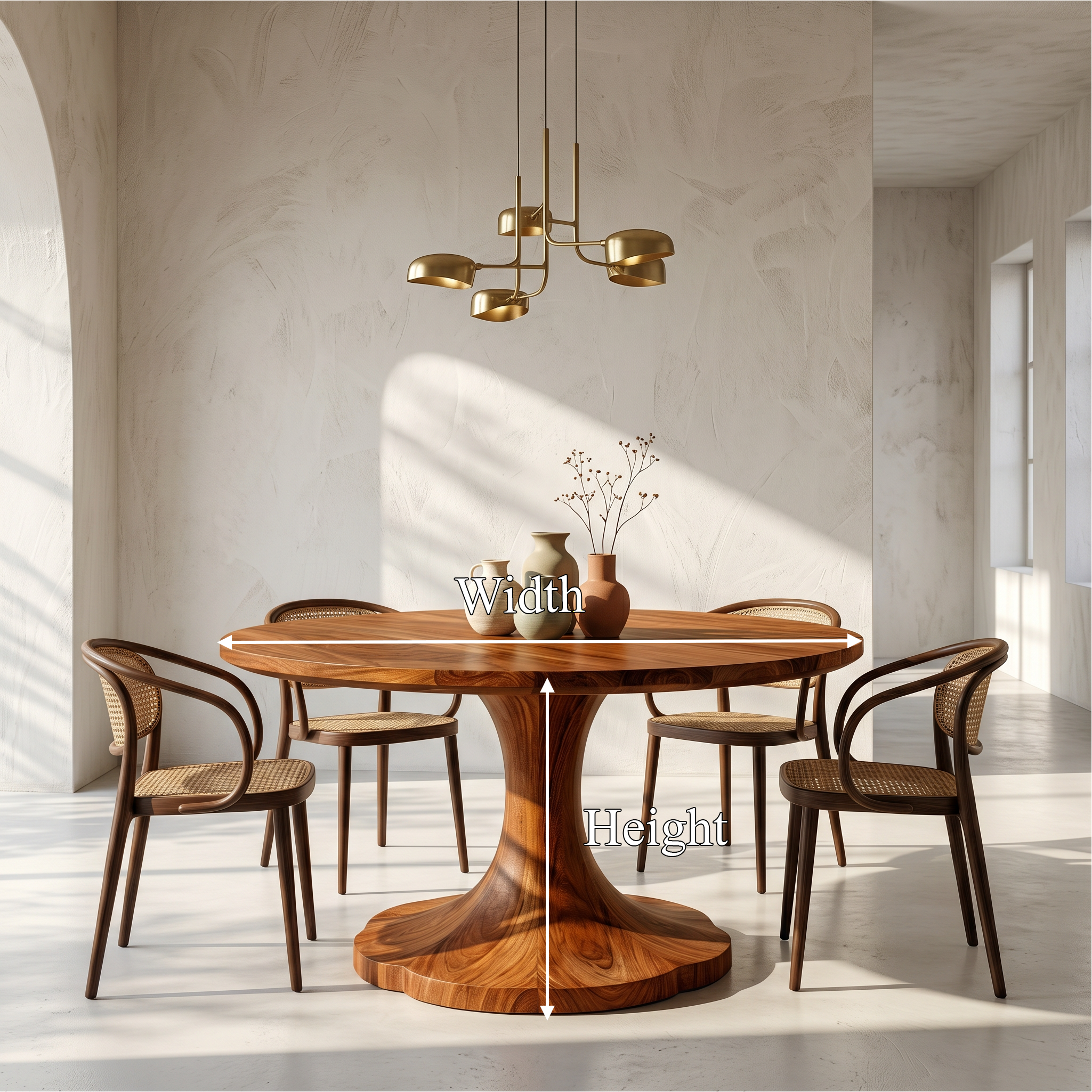 Organic Round Dining Table With Handcrafted Pedestal For Dining Room