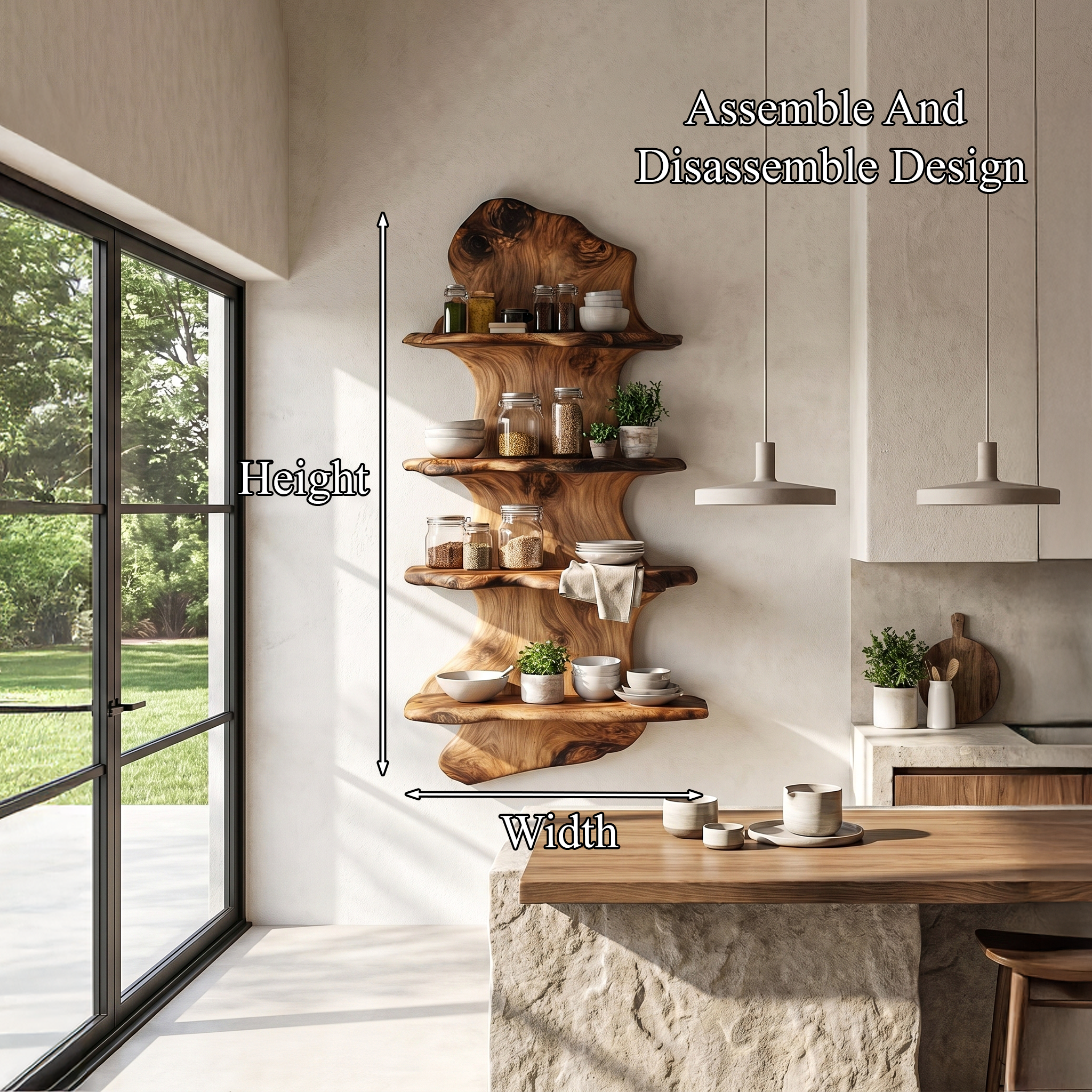 Handcrafted Floating Shelf Sculptural Tree Design For Home Decor