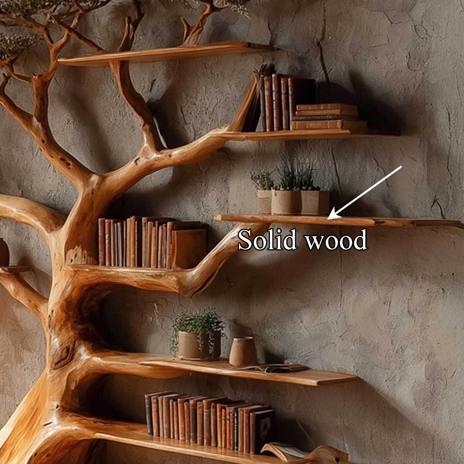 Rustic Tree Bookshelf Living And Library Wall