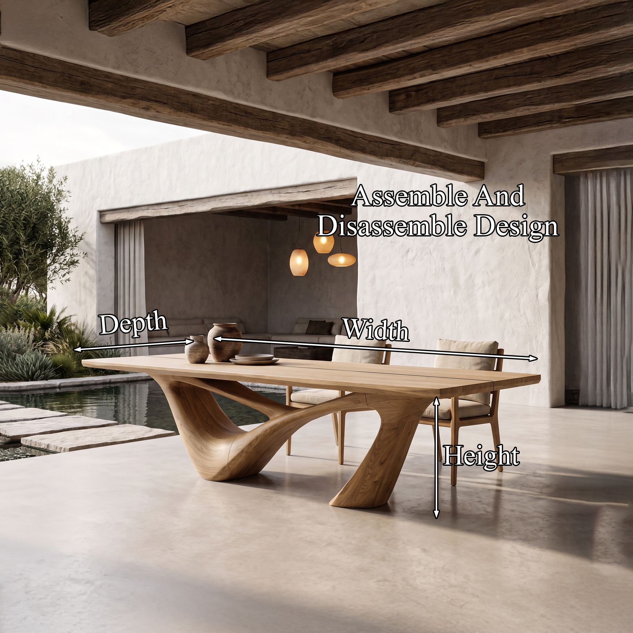 Minimalist Wing Pedestal Dining Table Solid Wood Dining Table For Dining Room
