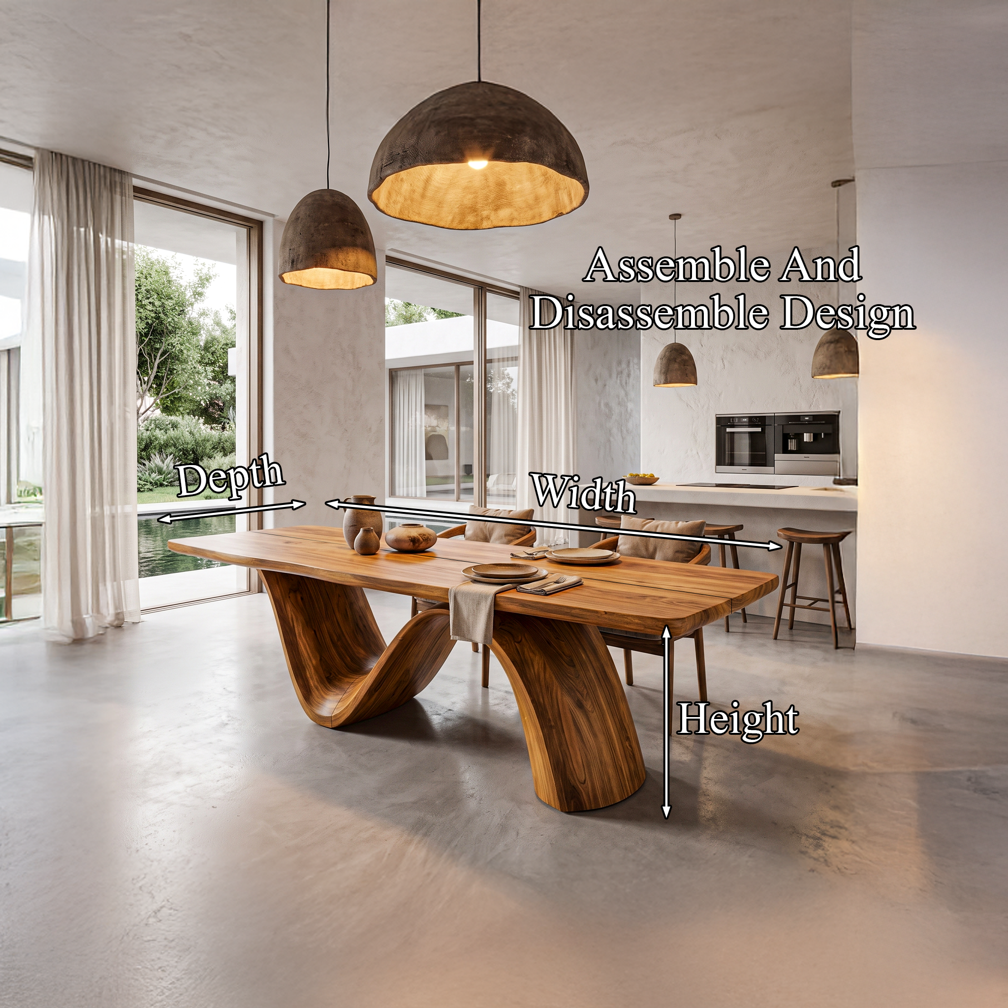 Modern Architectural Dining Table With Wing Pedestal Base For Dining Room