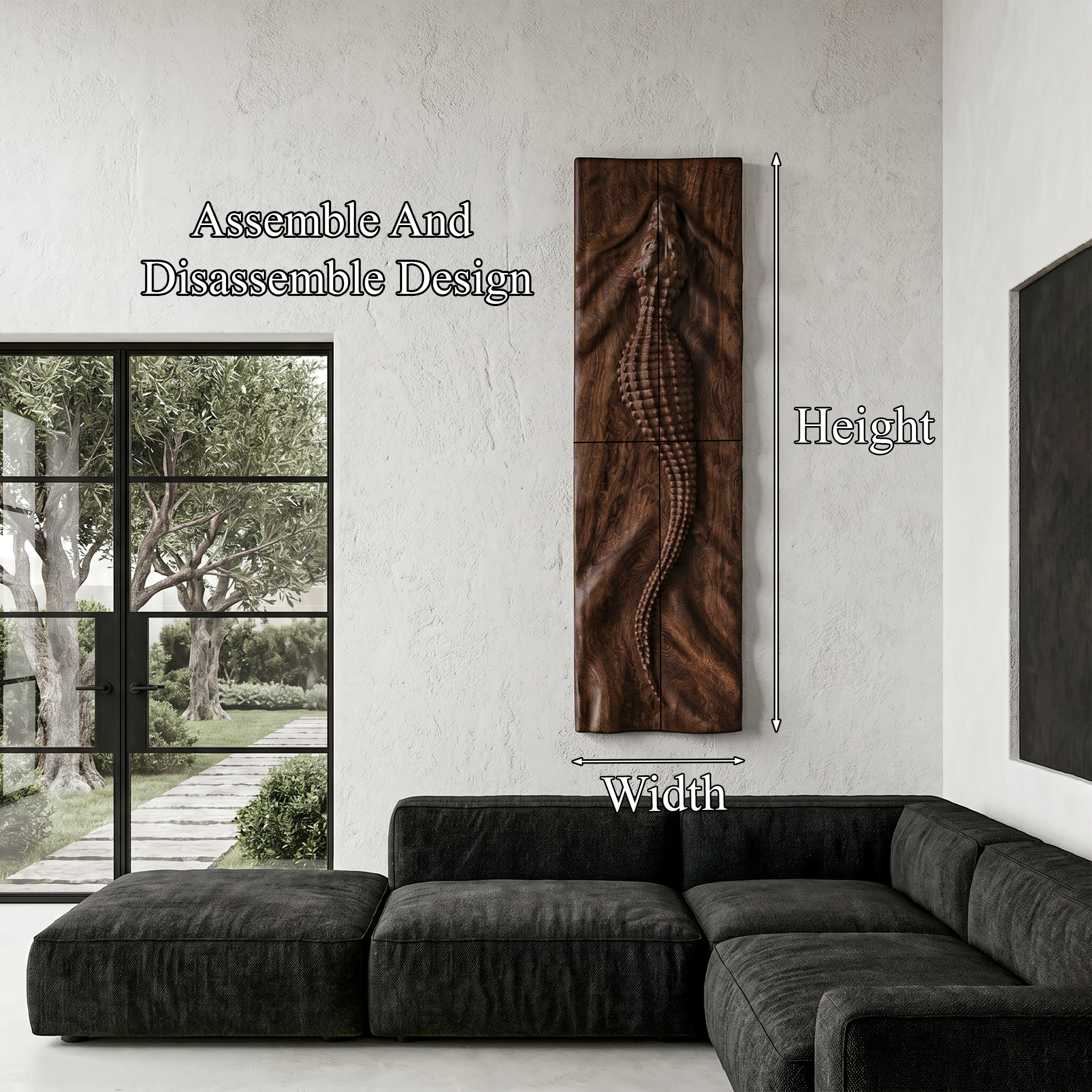 Abstract Wooden Wall Art Panel With Sculptural Organic Relief Design For Living Room And Entryway