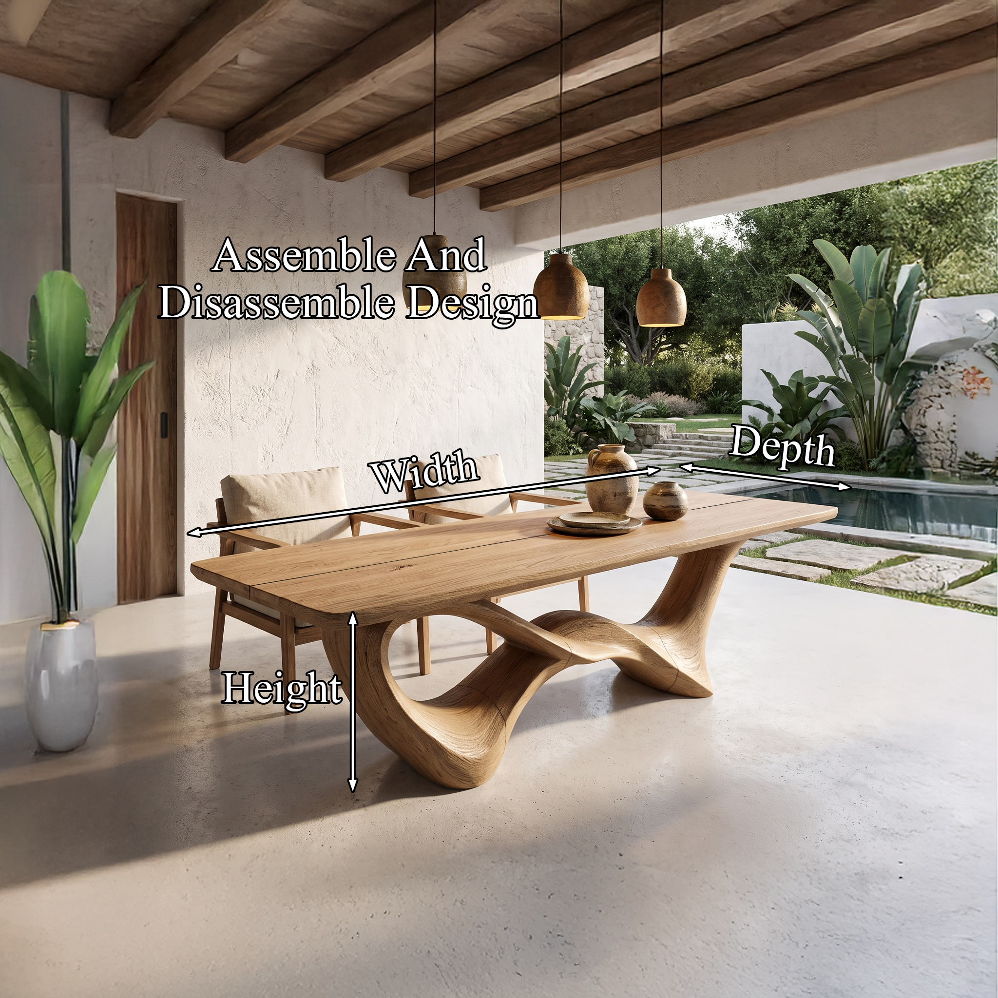 Organic Dining Table With Sculptural Infinity Design For Dining Room And Kitchen