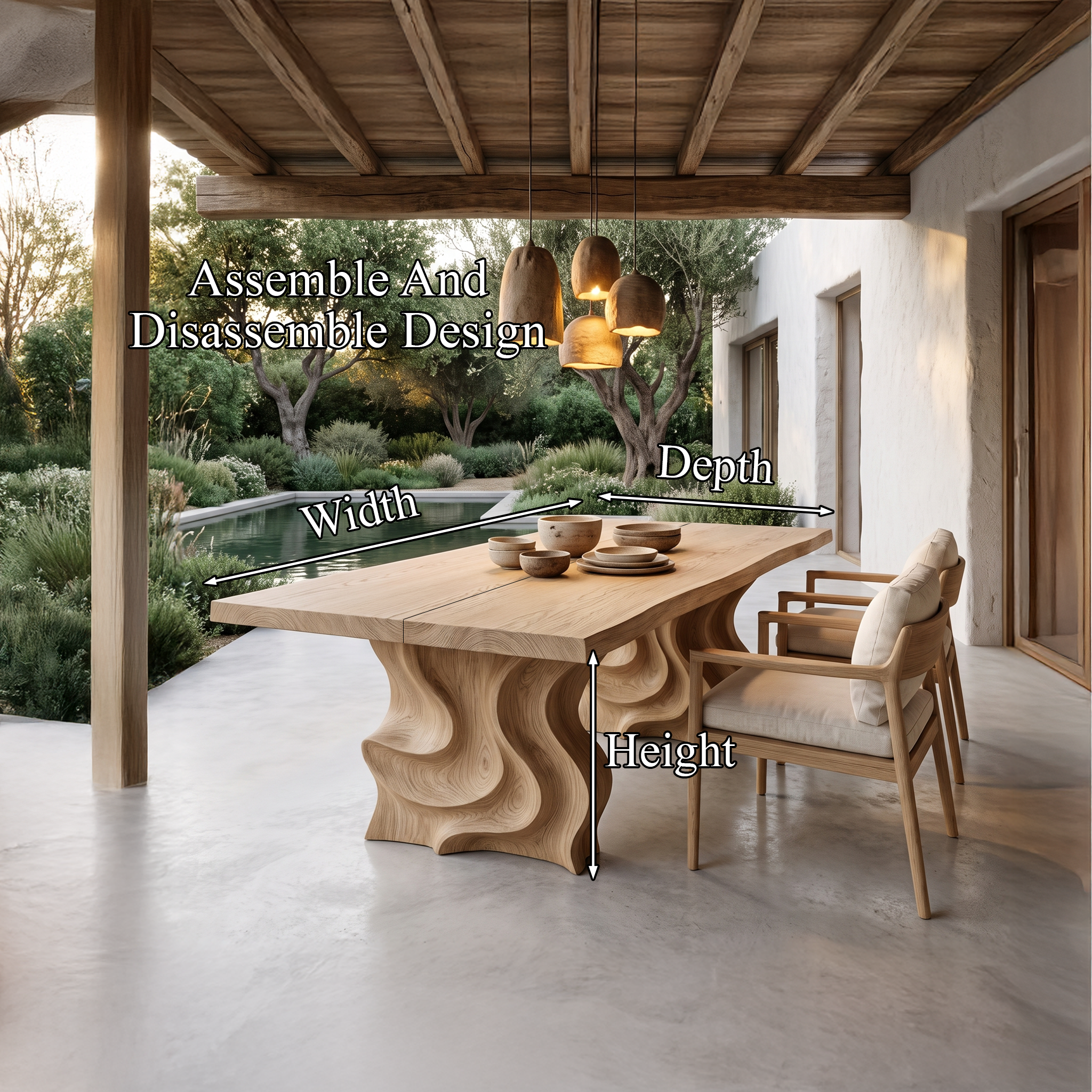 Modern Dining Table With Flowing Loop Design For Dining Room And Kitchen