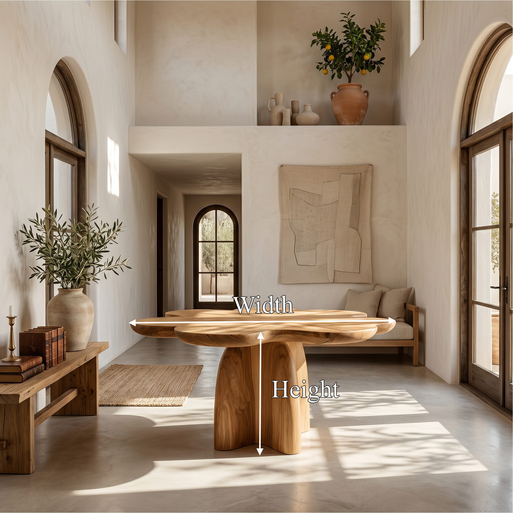 Rustic Foyer Table With Handcrafted Solid Wood Pedestal Base For Entryway And Hallway